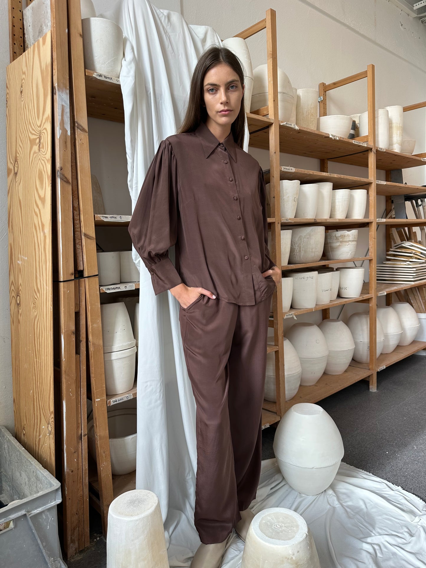 Pant Silk Brown Re-