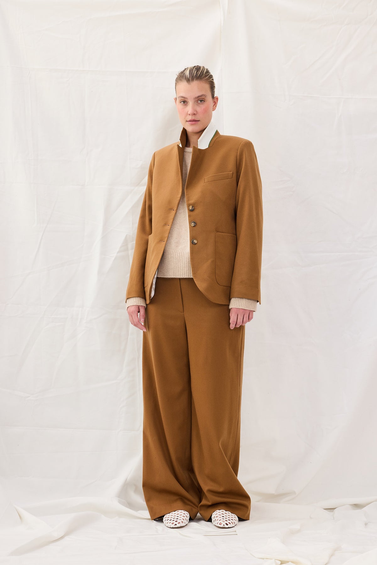 Pant Wide 2 Wool Camel Re-
