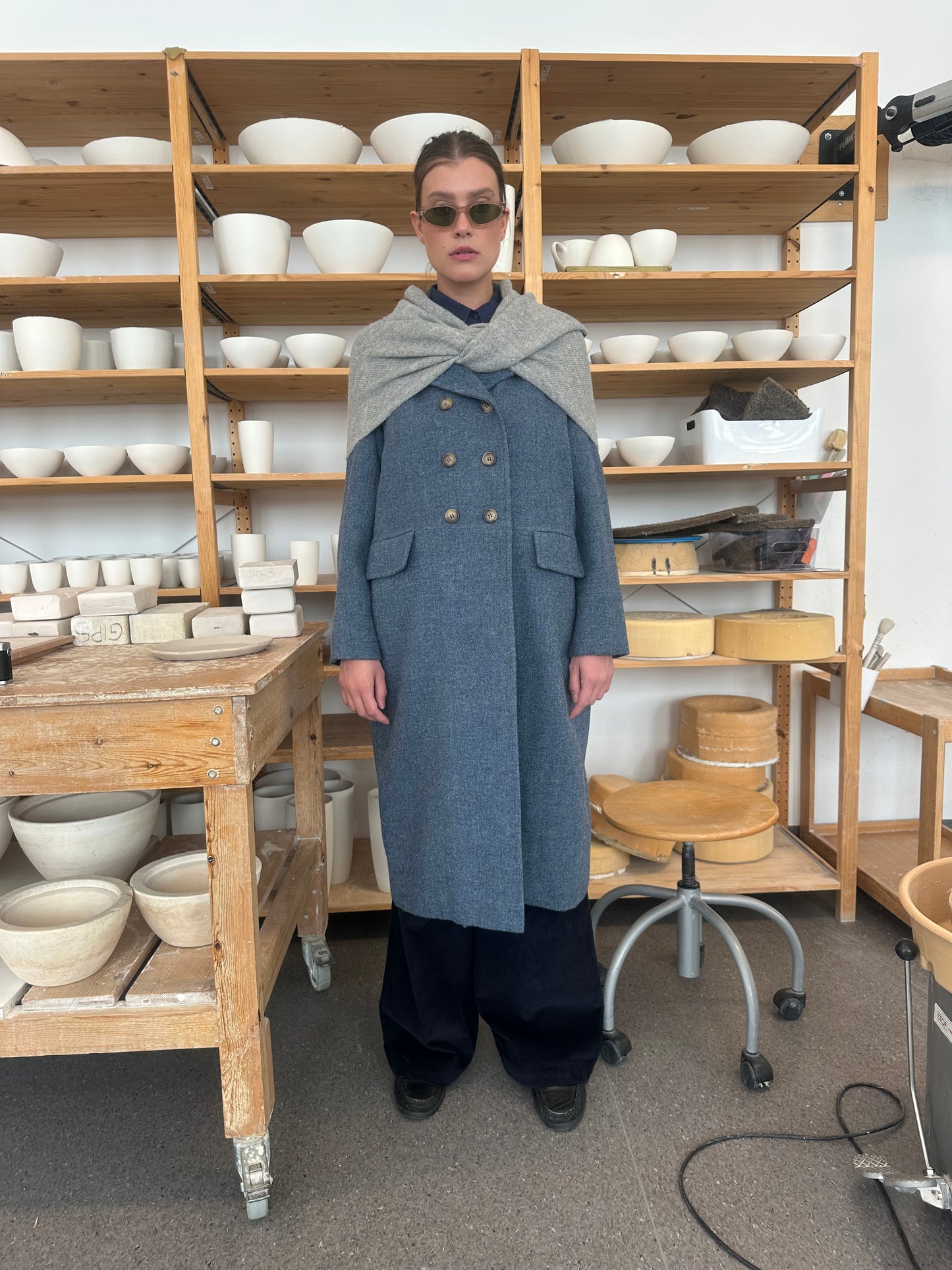 Kåpe Dobbeltspent Harris Tweed Jeansblå