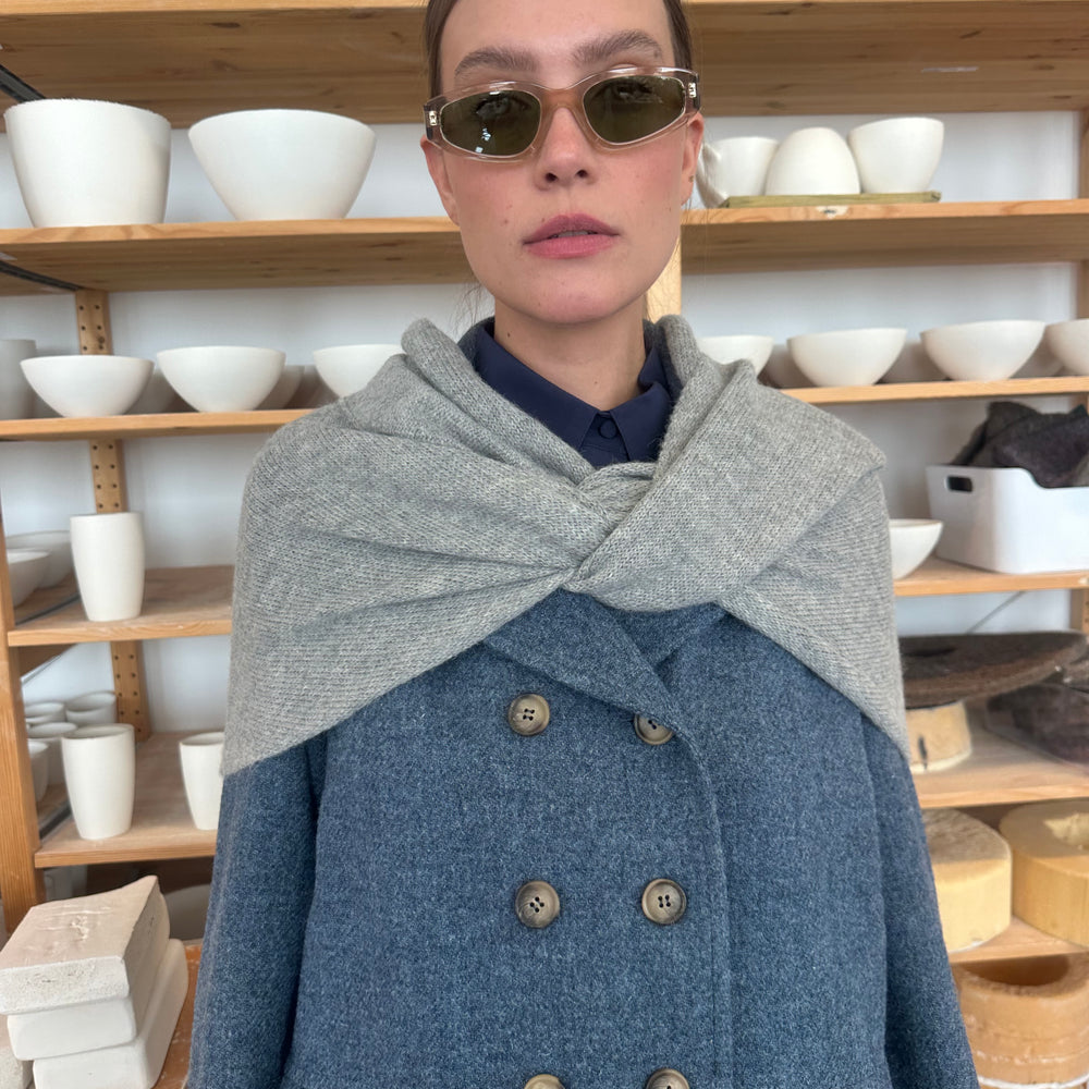 Kåpe Dobbeltspent Harris Tweed Jeansblå