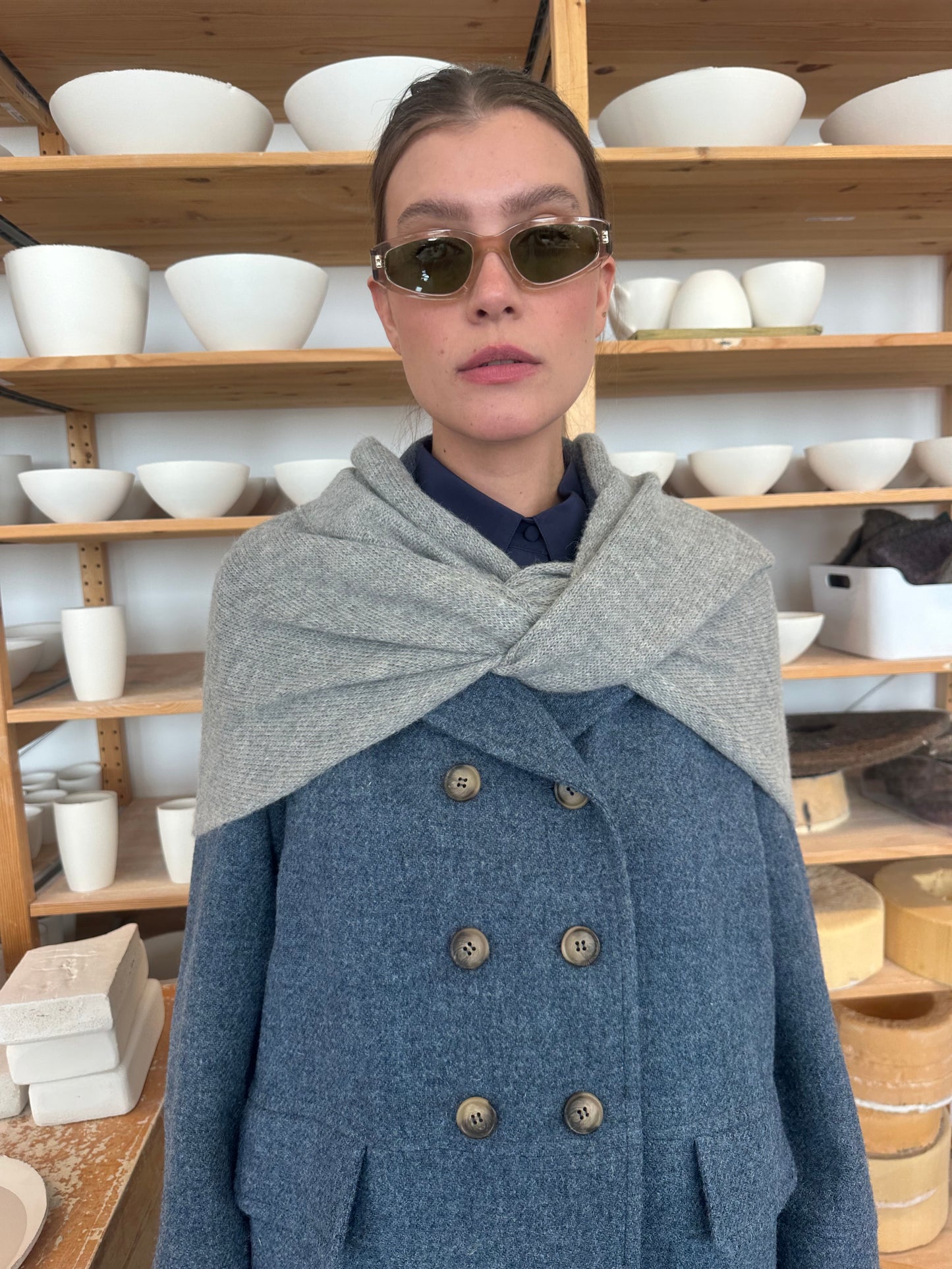 Kåpe Dobbeltspent Harris Tweed Jeansblå