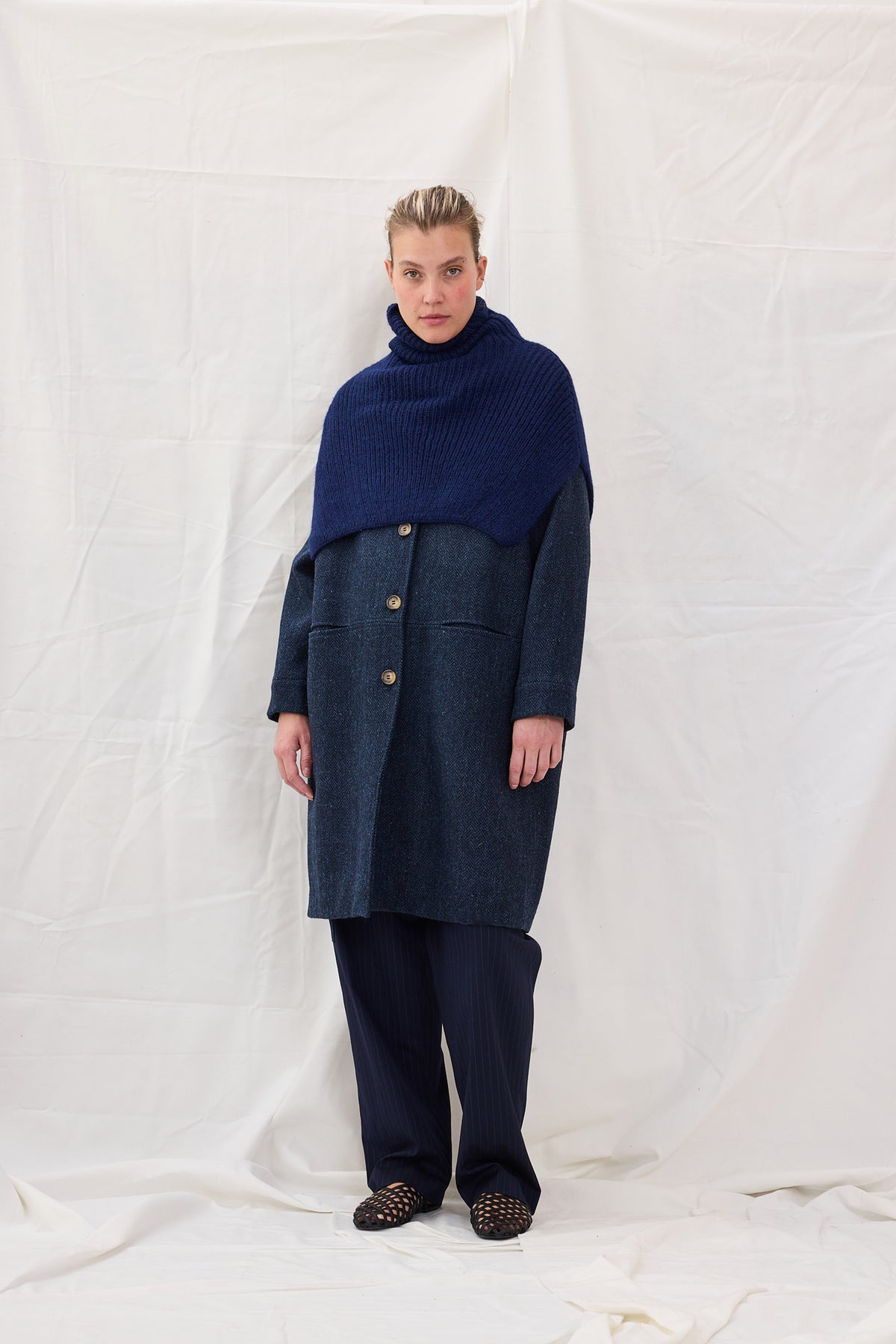 Hals Poncho Alpakka Navy