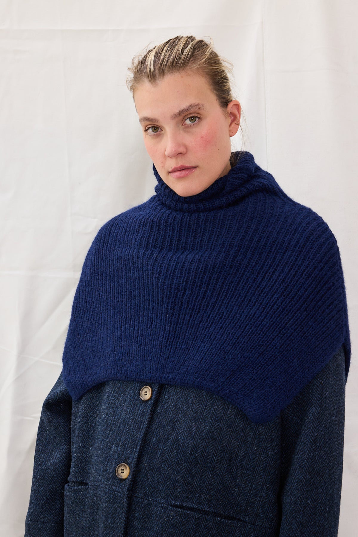 Hals Poncho Alpakka Navy