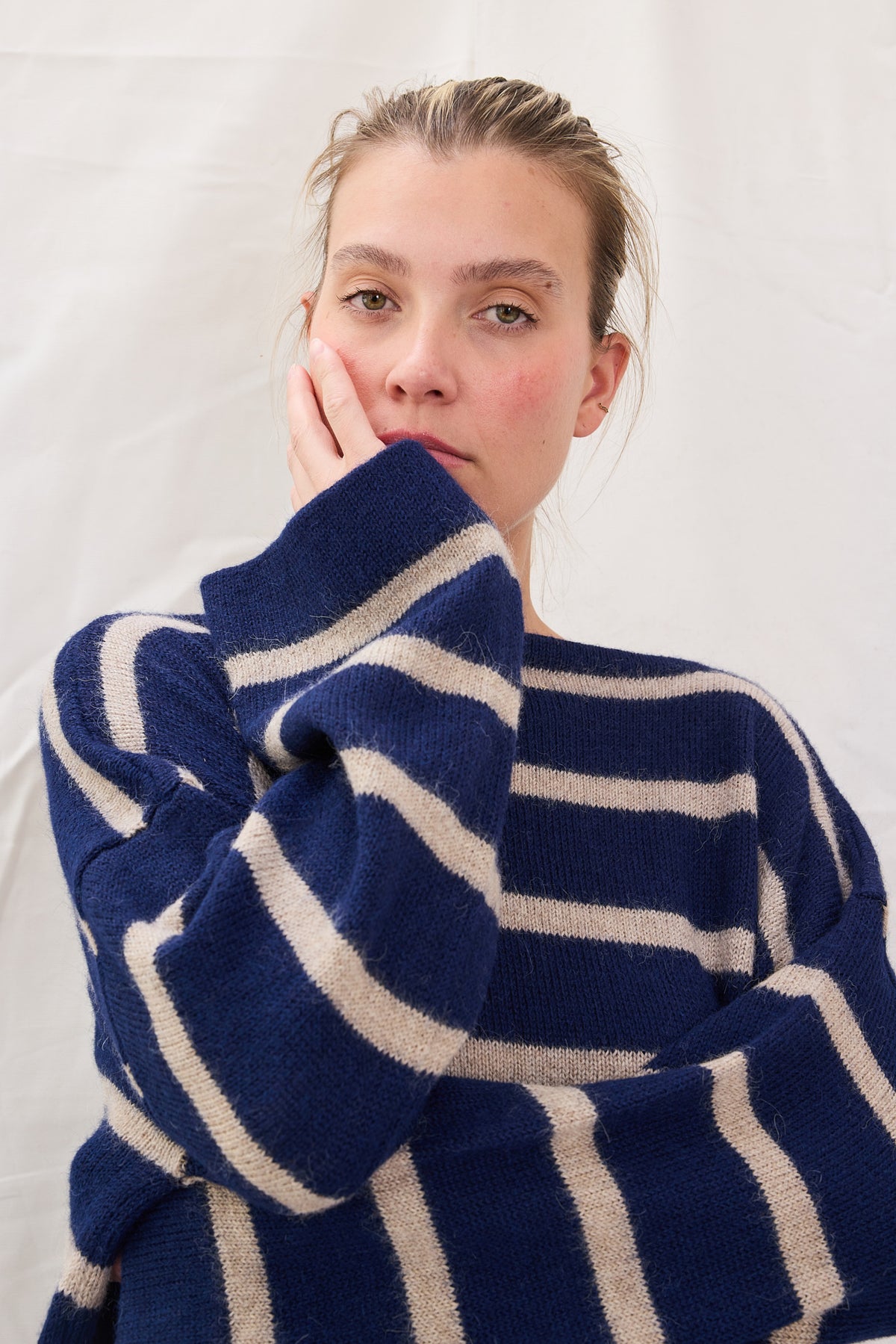 Genser Stripe Alpakka Navy