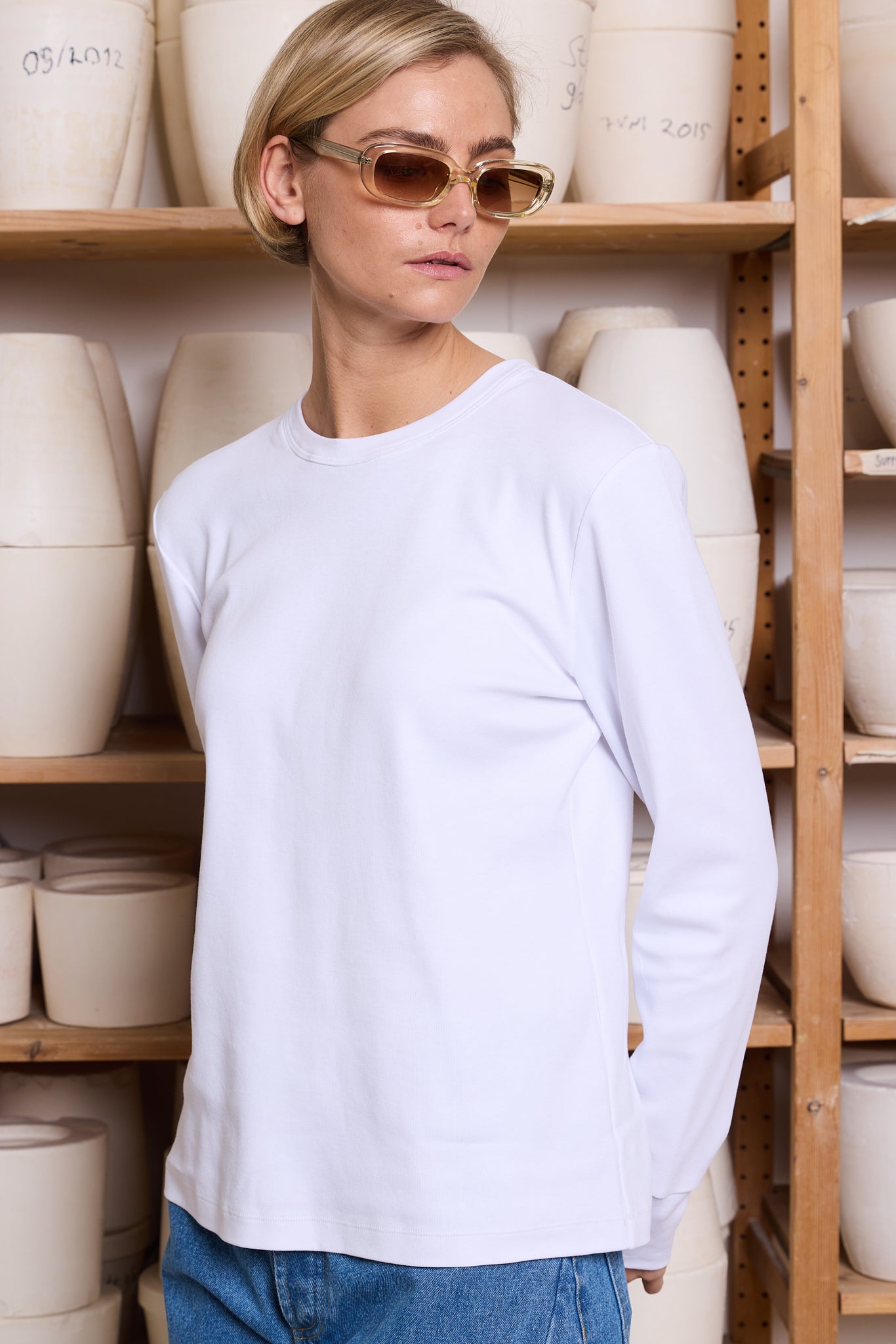 Top Long Sleeve White Re-