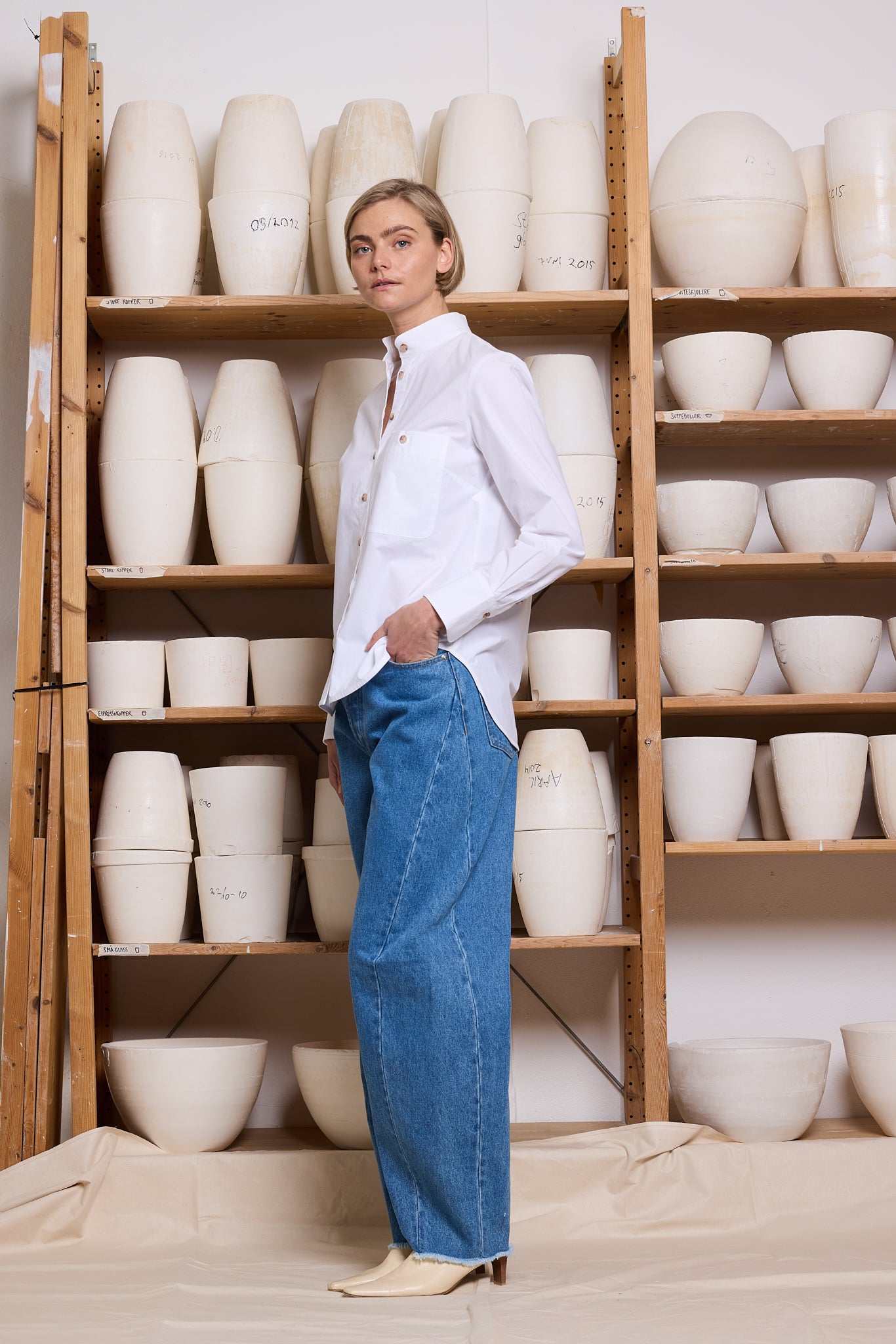 Shirt Straight Cotton White Re-