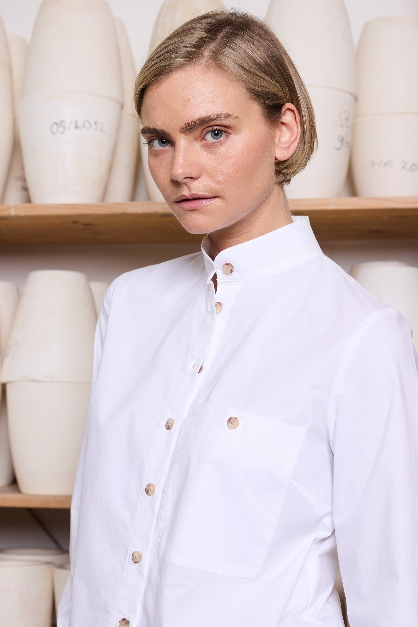 Shirt Straight Cotton White Re-