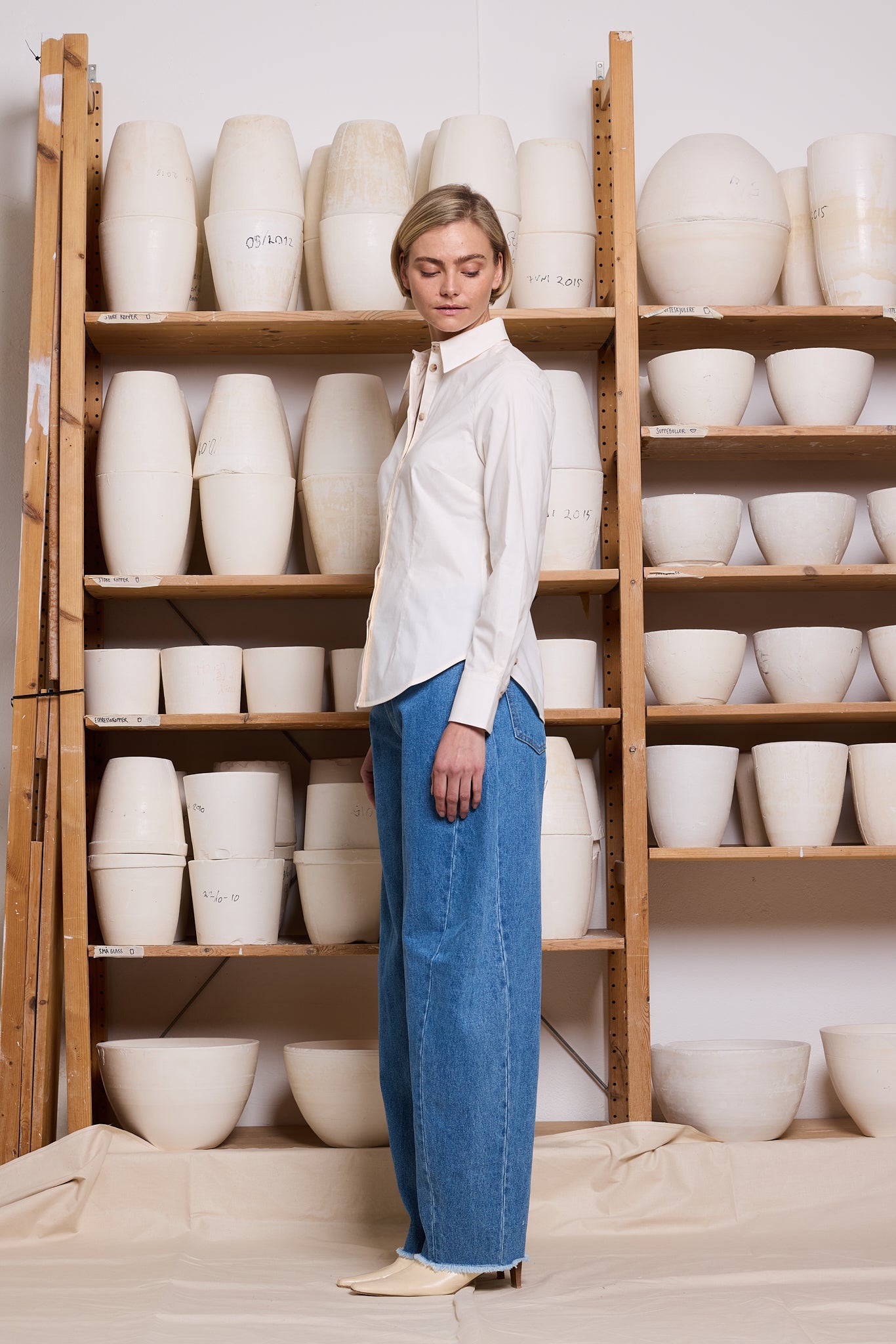 Shirt Slim Cotton Off-White Re-