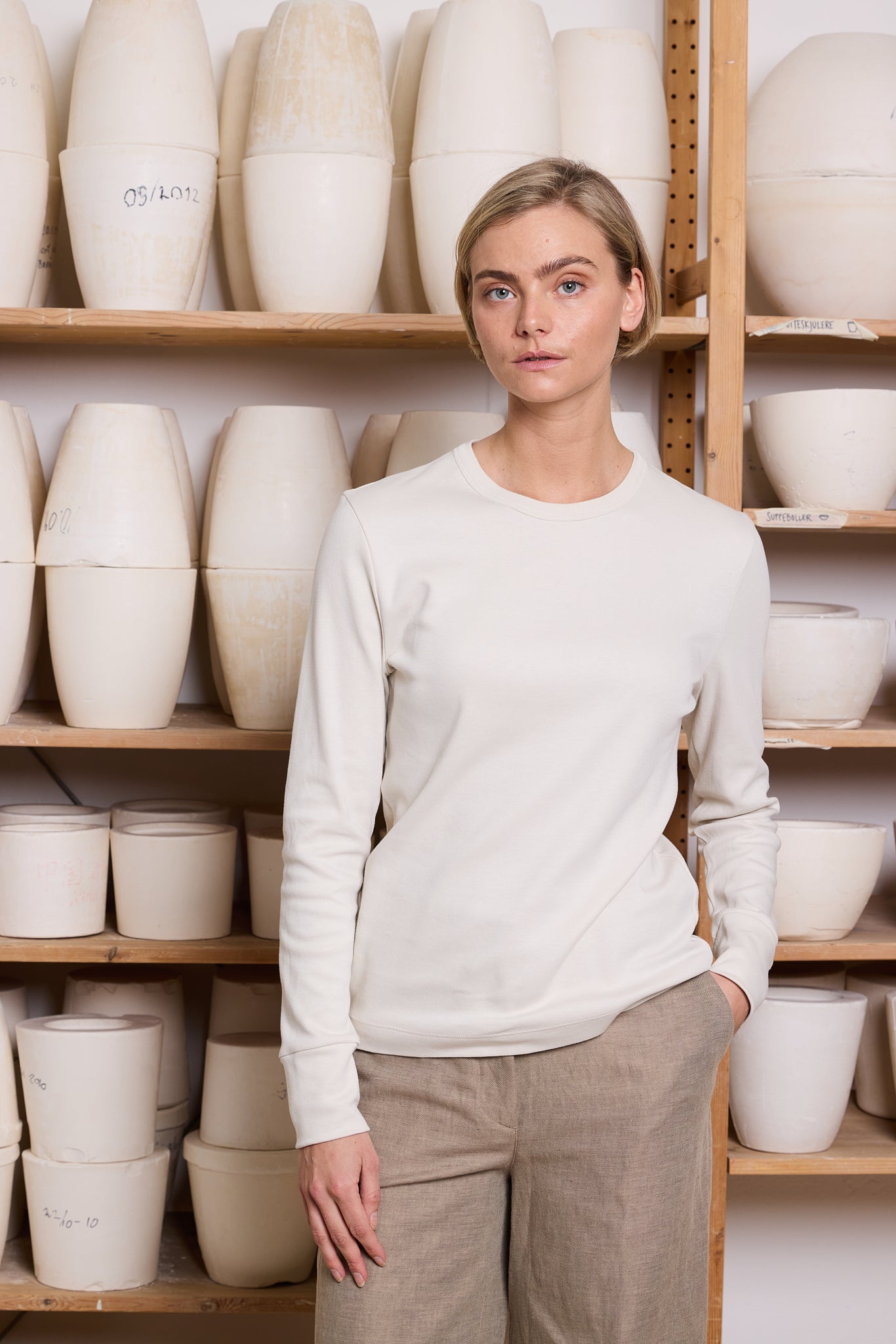 Top Long Sleeve Ecru Re-
