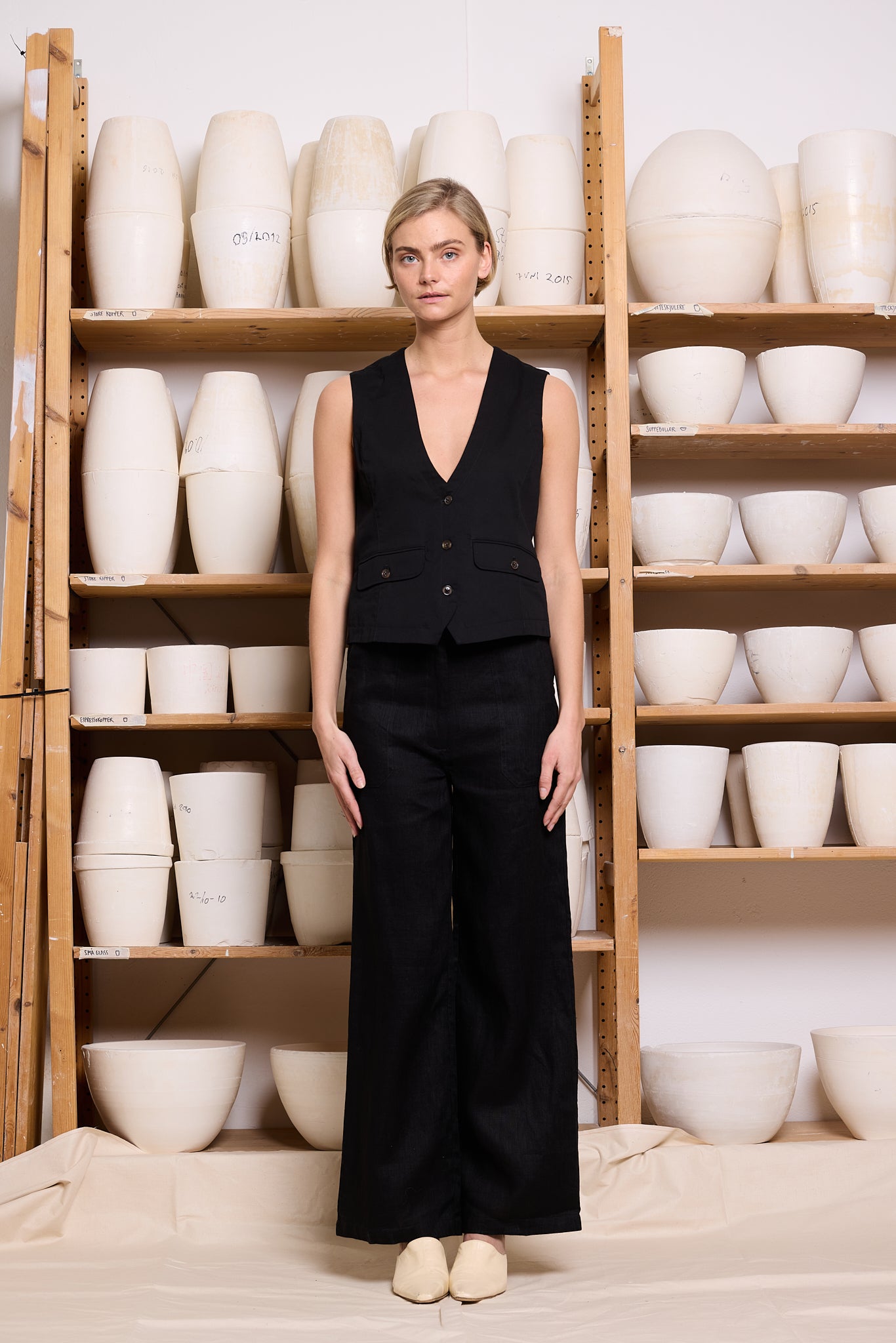 Waistcoat Twill Black Re-