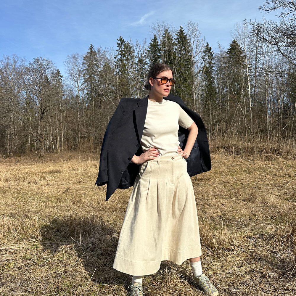Skirt Pleated Twill Off-White Re-