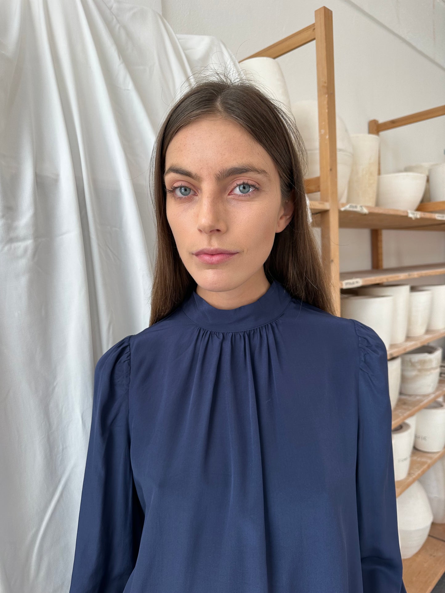 Blouse Andrea Silk Blue Re-