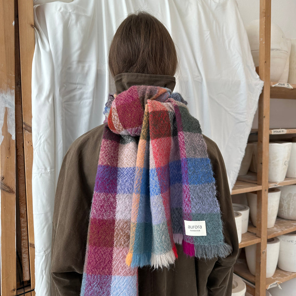 Skjerf Vev Rute Ull Multi