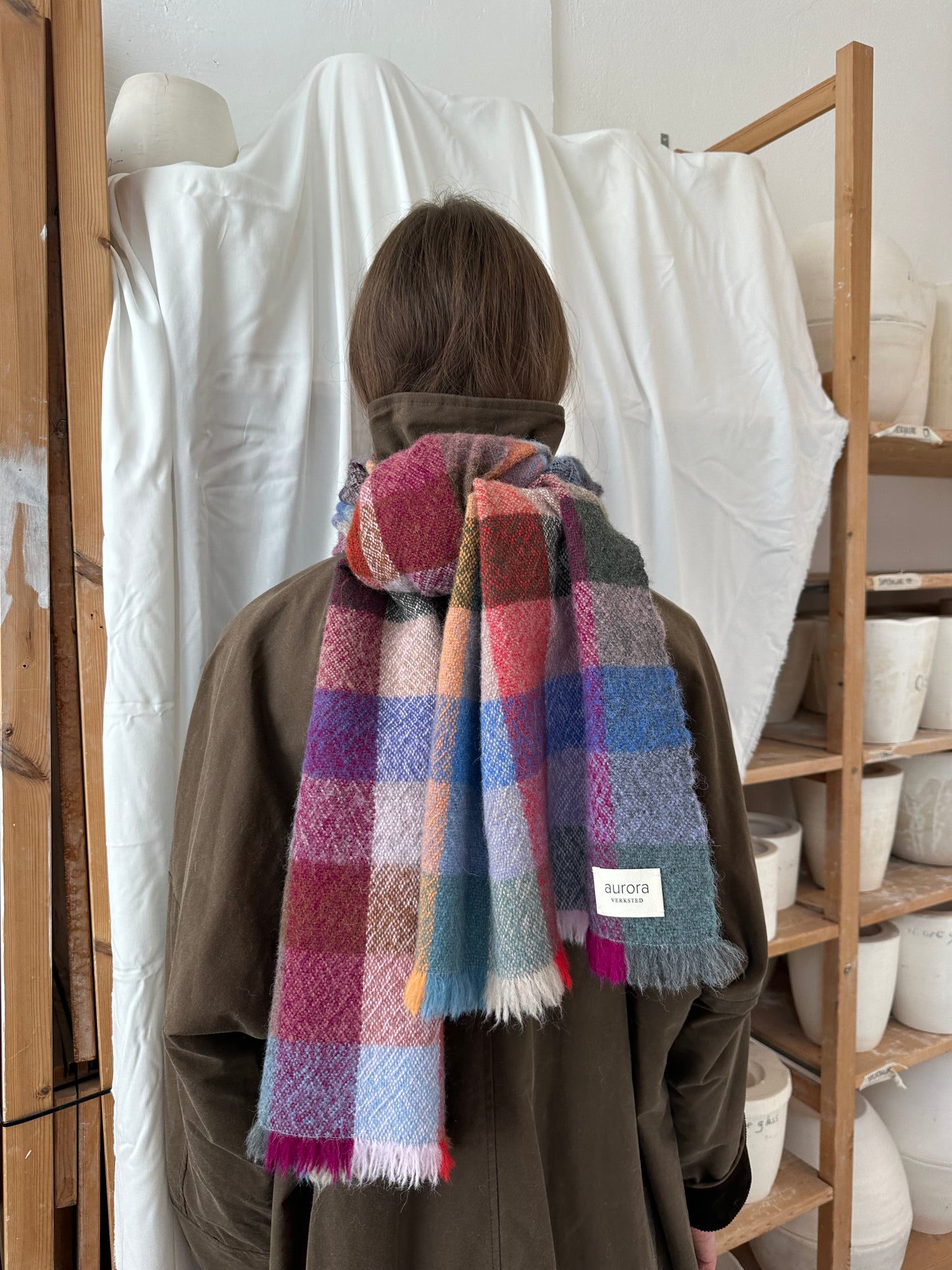 Skjerf Vev Rute Ull Multi