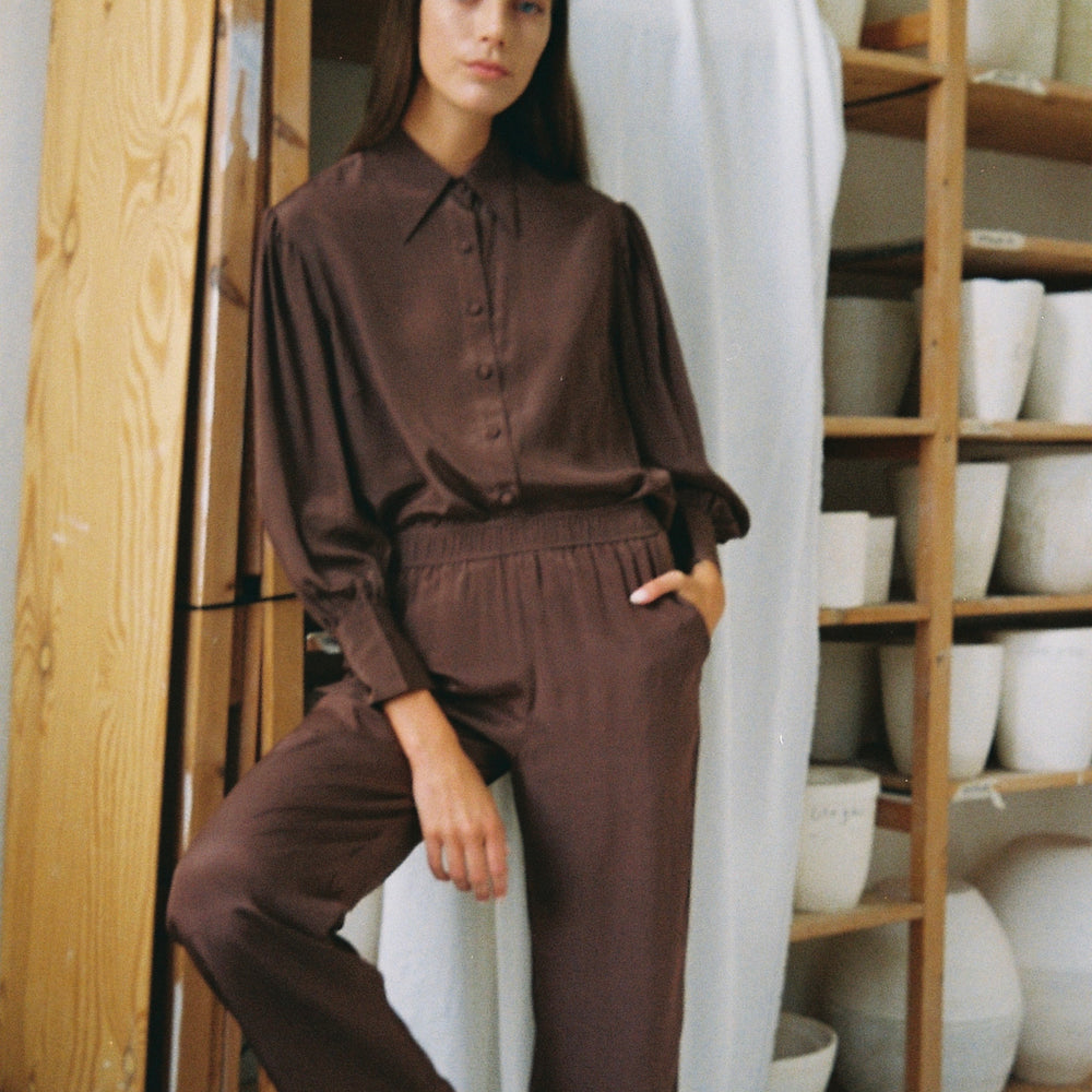Pant Silk Brown Re-