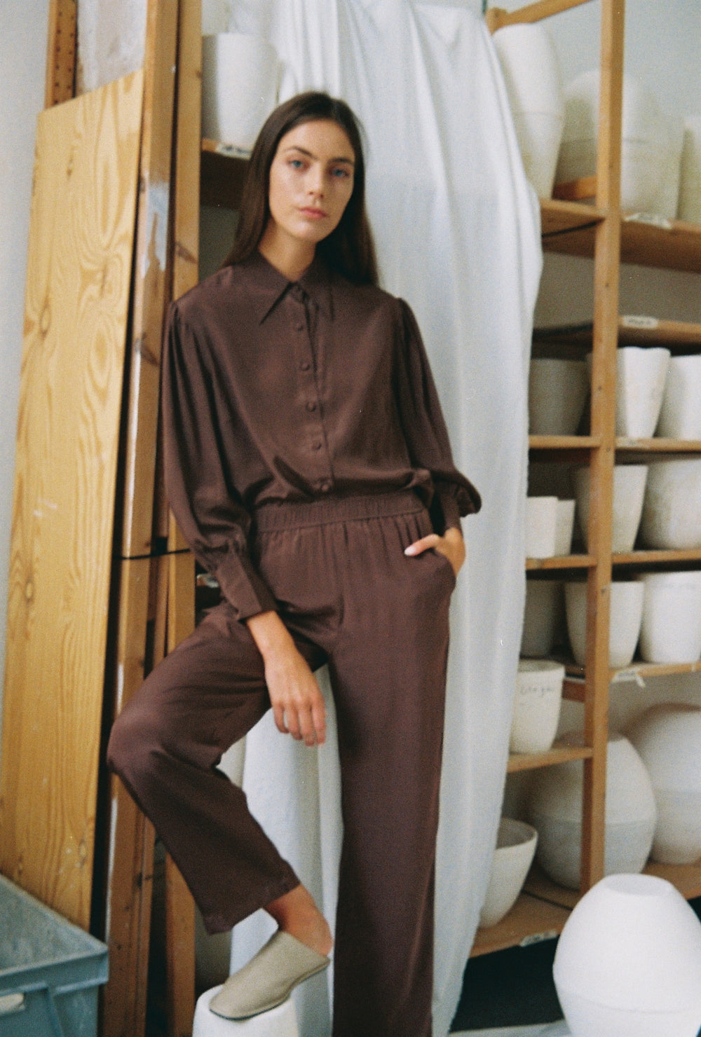 Pant Silk Brown Re-