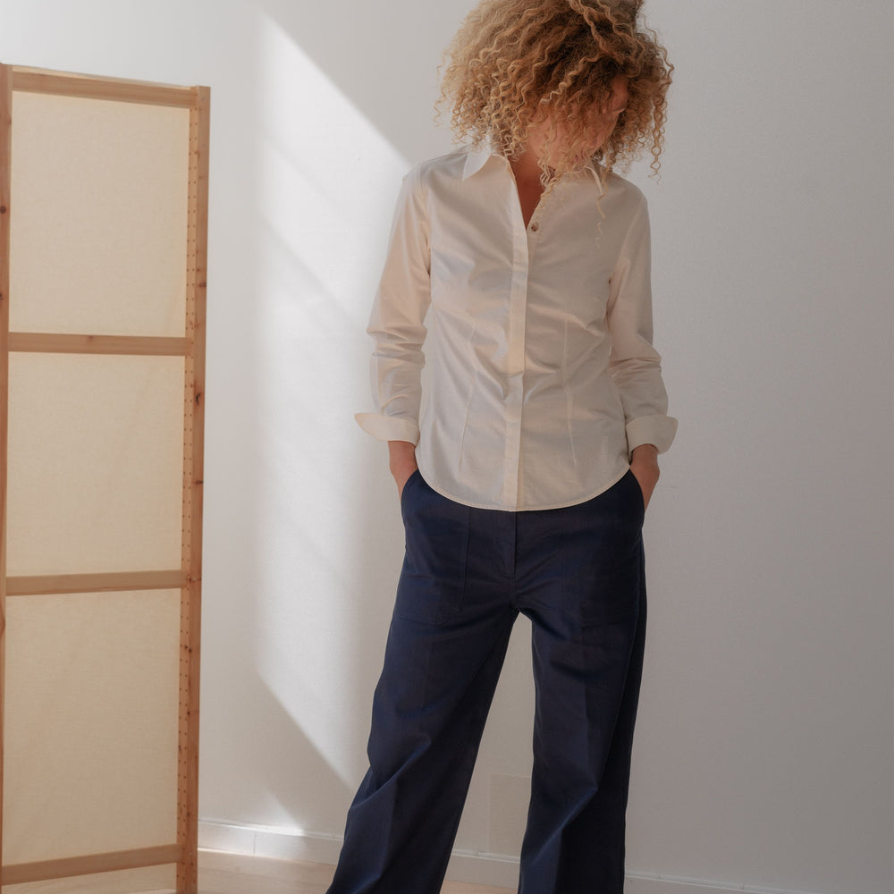 Shirt Slim Cotton Off-White Re-