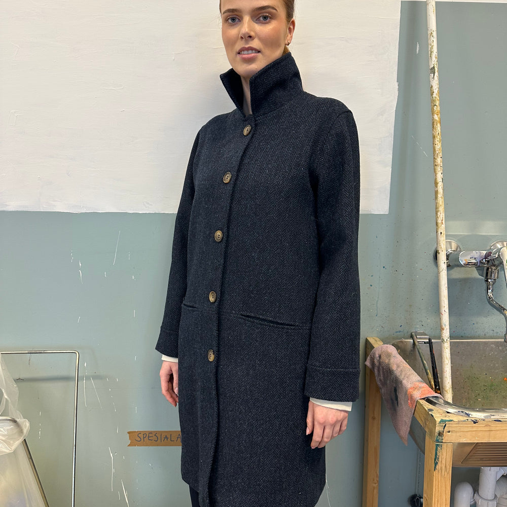 Kåpe Harris Tweed Blå Fiskeben