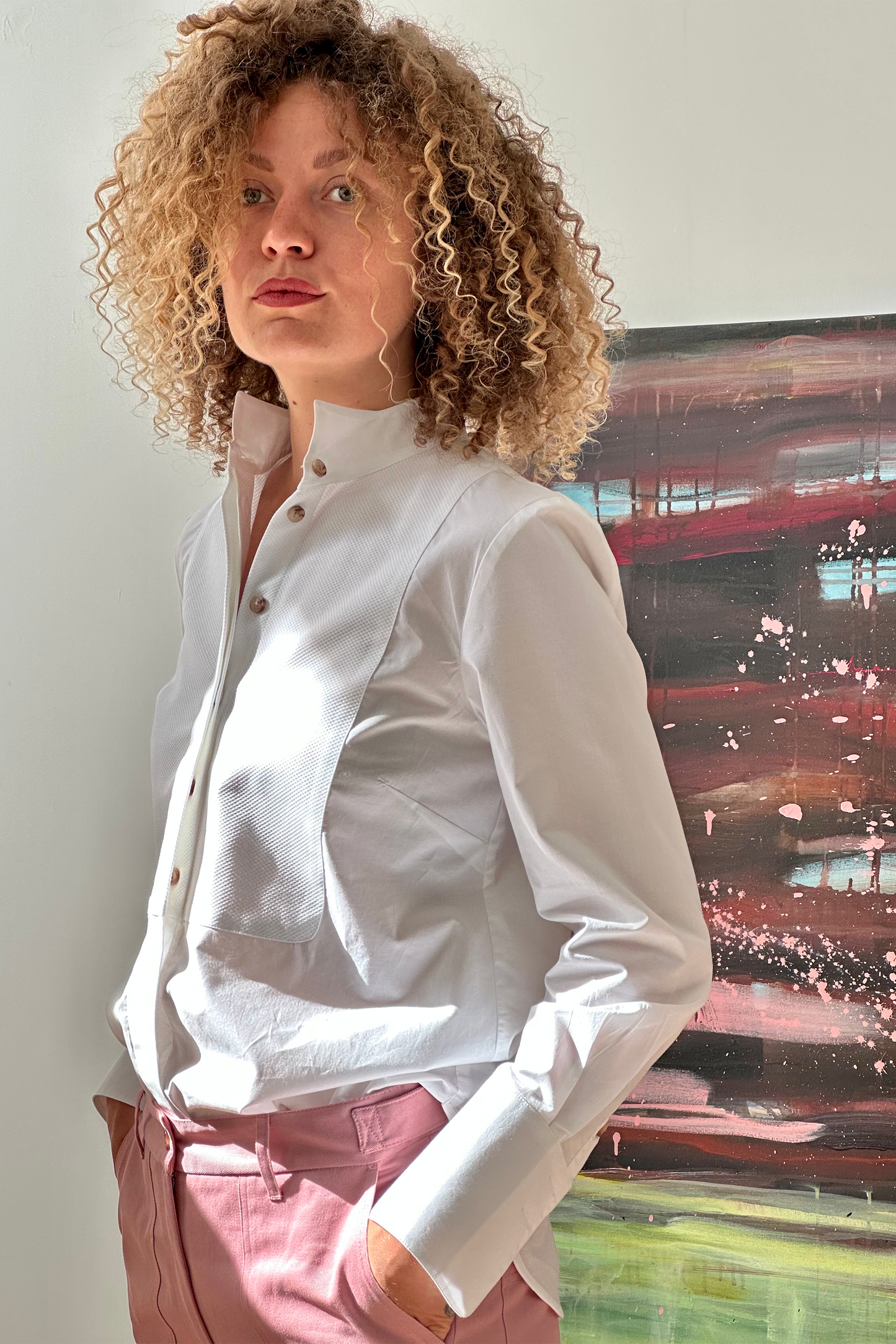 Shirt Tuxedo Cotton White Re-