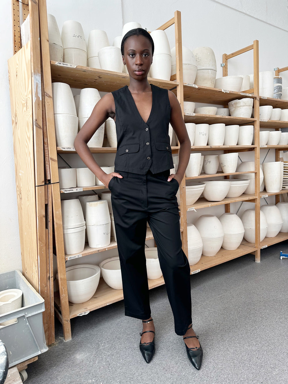 Pant Loose Twill Black Re-
