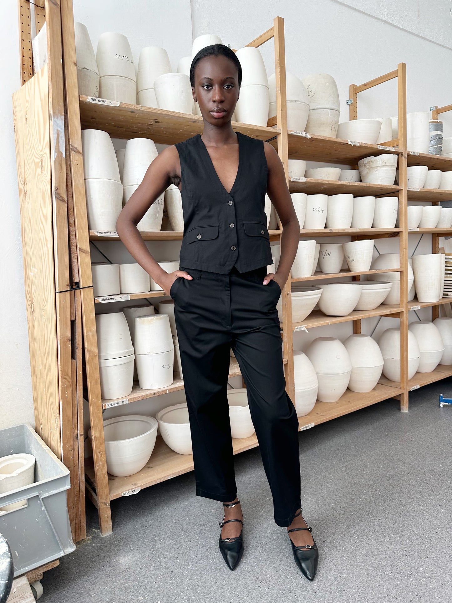 Pant Loose Twill Black Re-