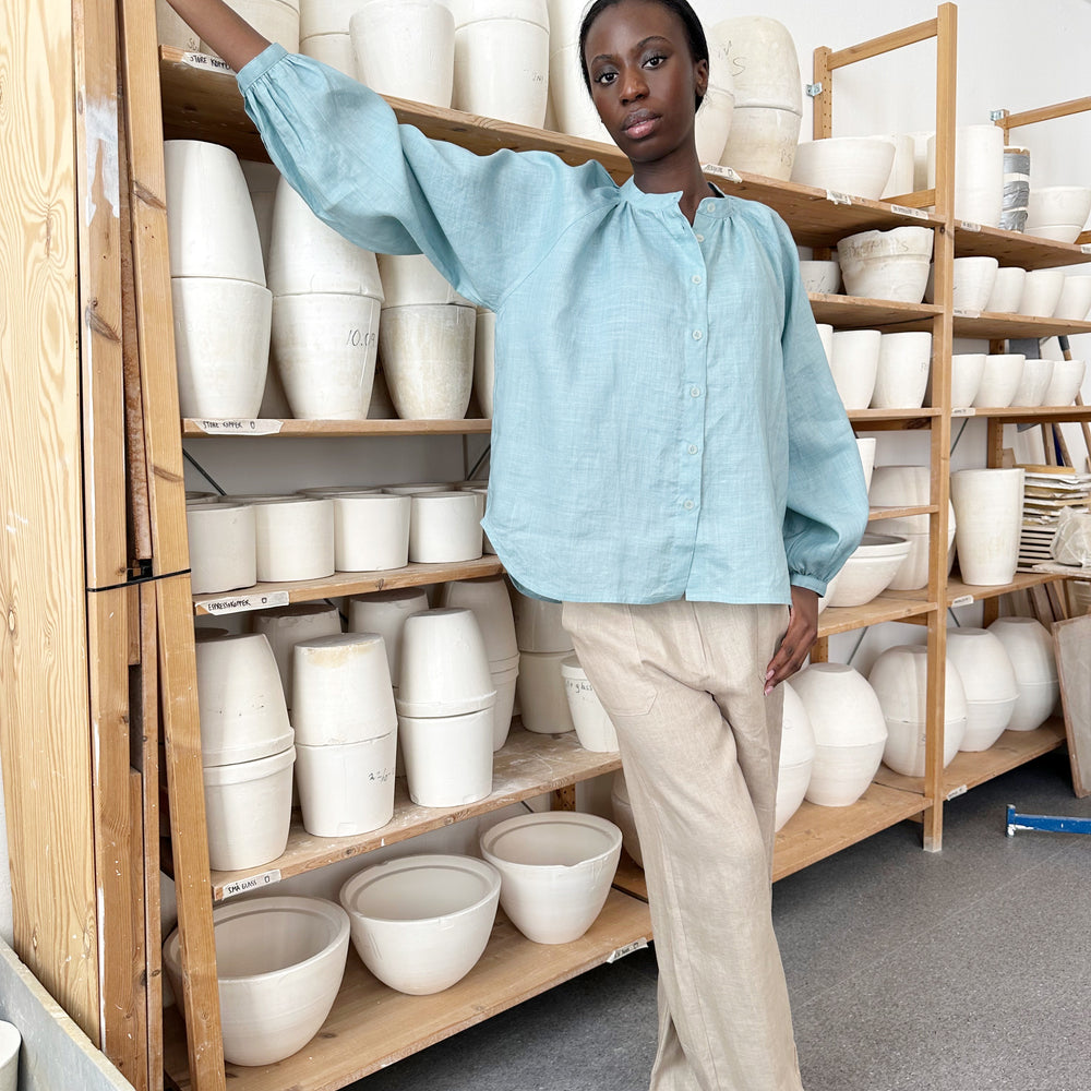 Pant Wide Thao Linen Beige Re-
