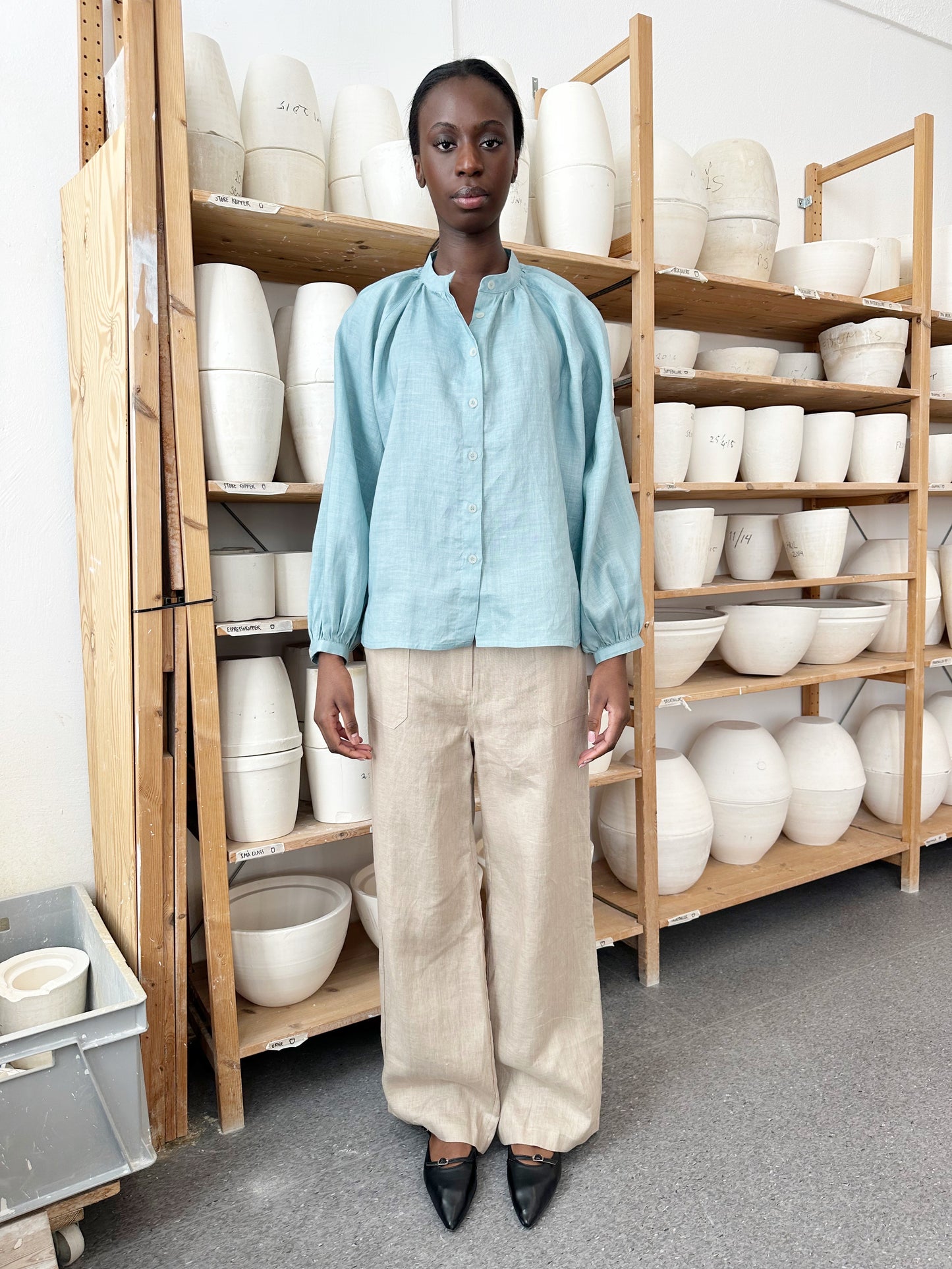 Pant Wide Thao Linen Beige Re-