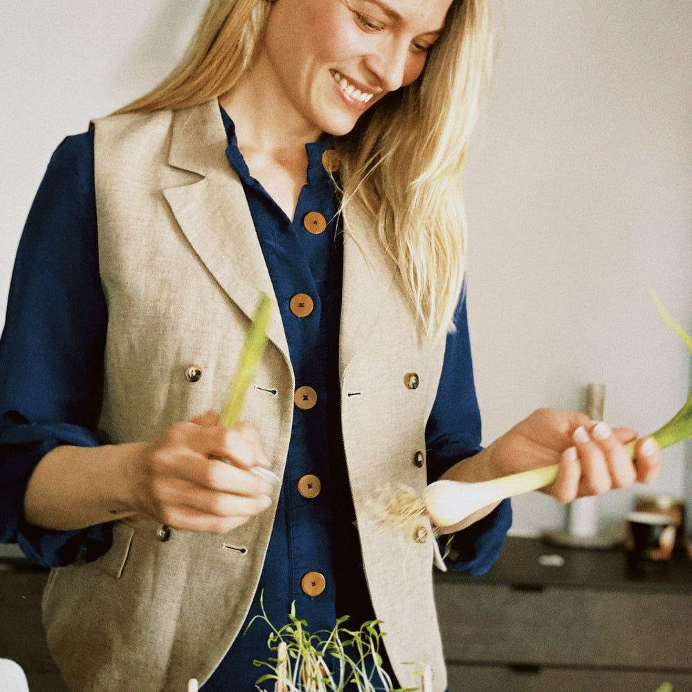 Studio Re- Beige dobbeltspent vest
