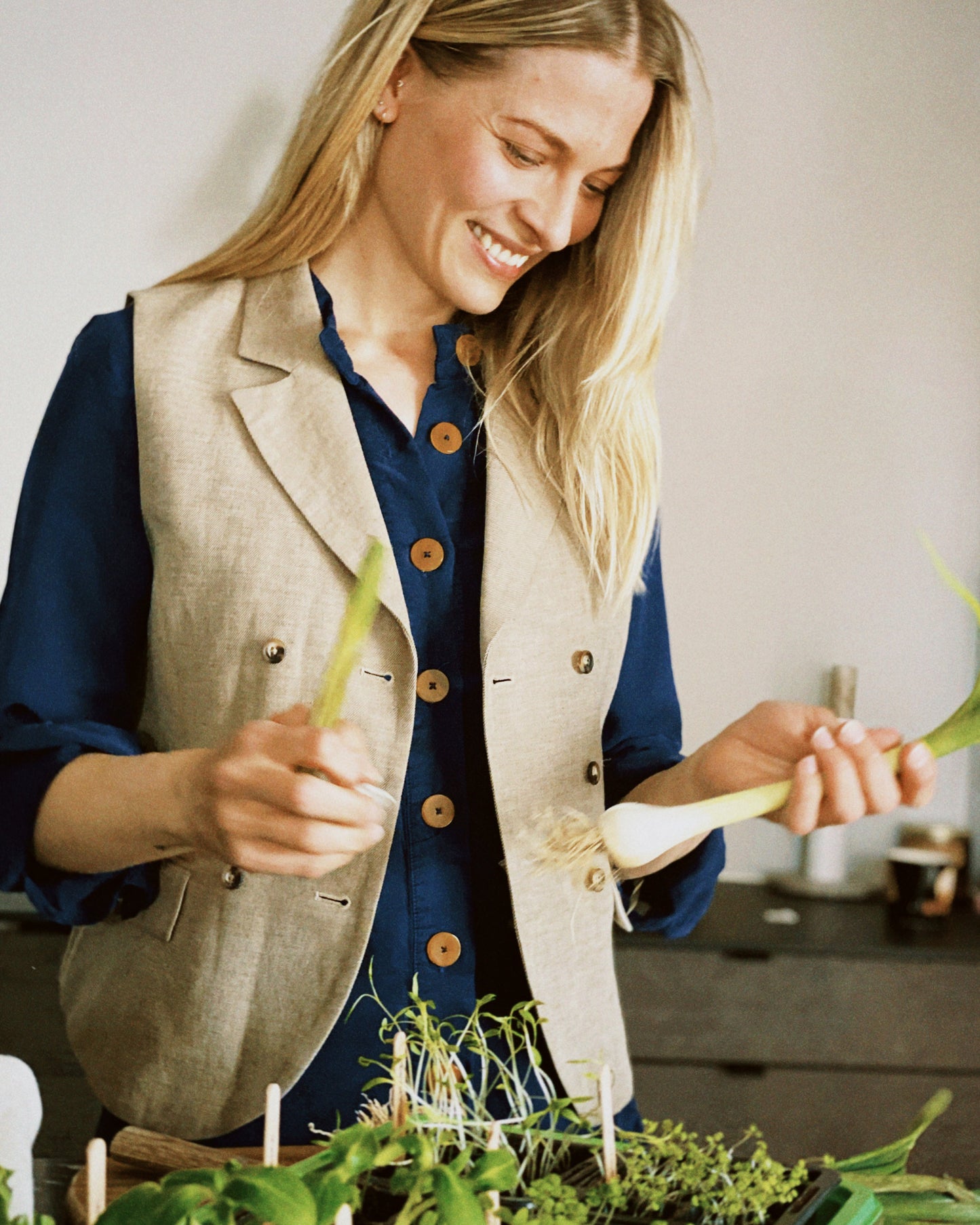 Studio Re- Beige dobbeltspent vest