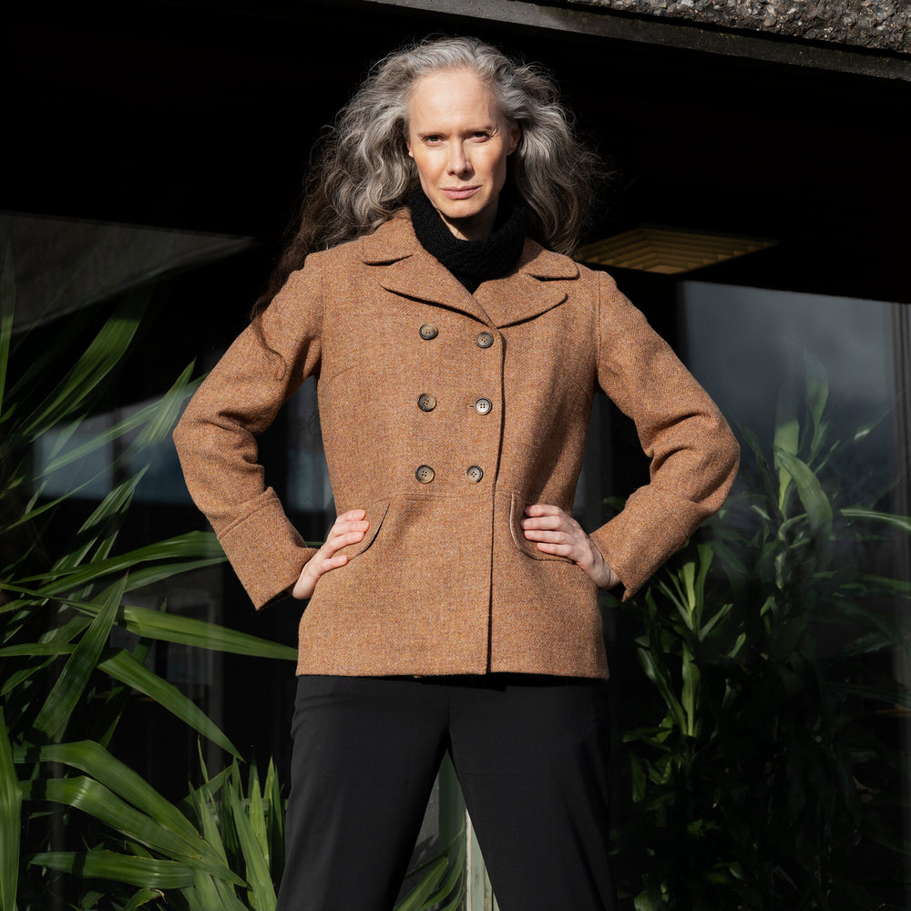 Jakke Los Harris Tweed Kamel