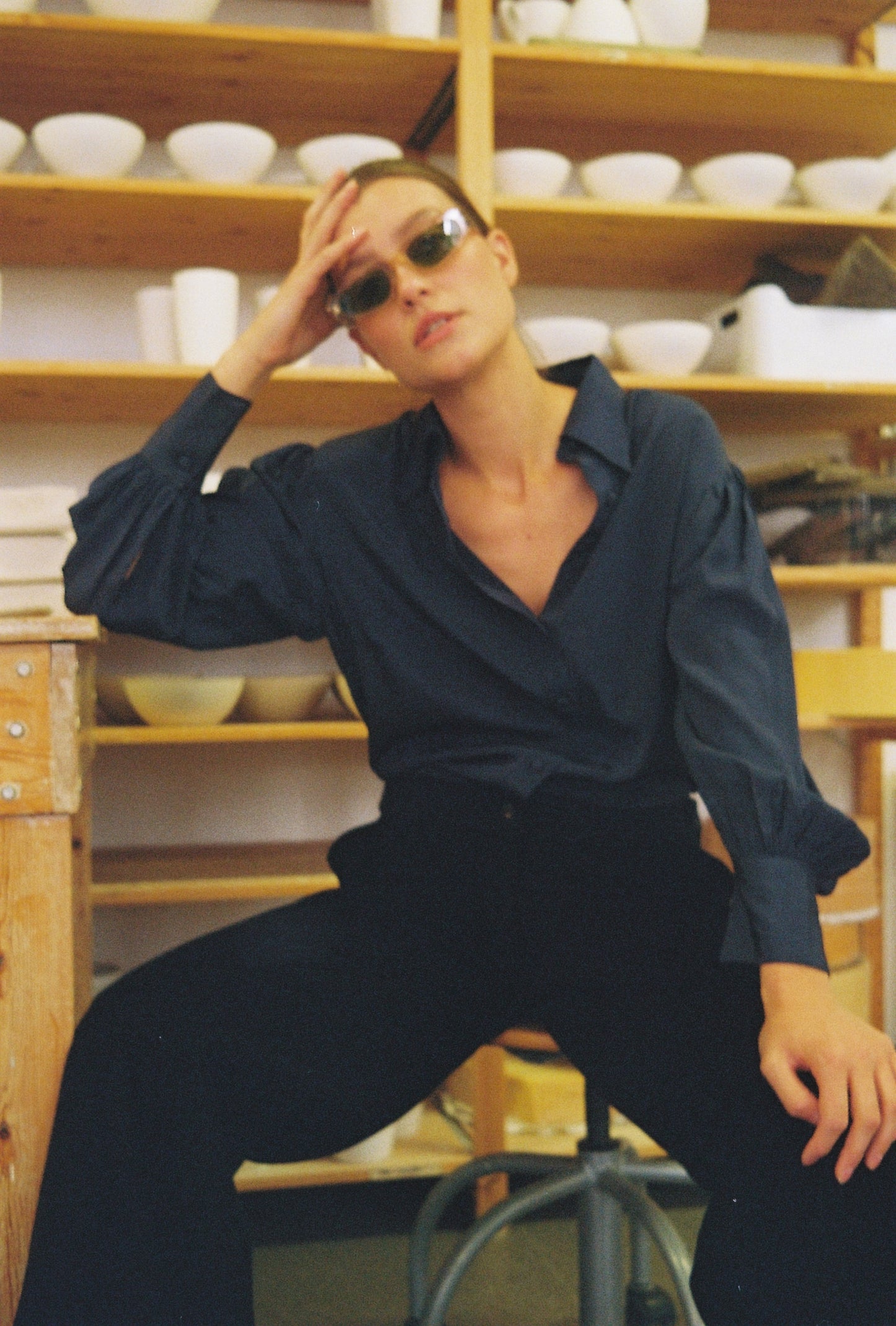 Blouse Silk Blue Re-