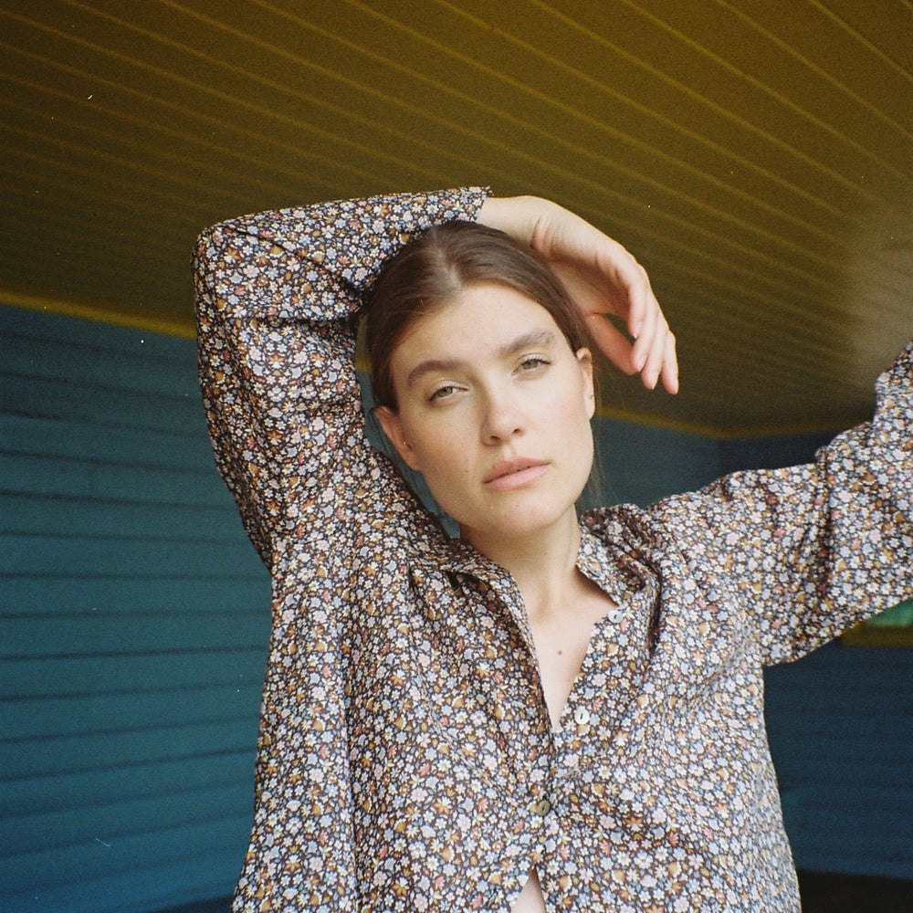 Bluse Vid Liberty Brun Småblomster