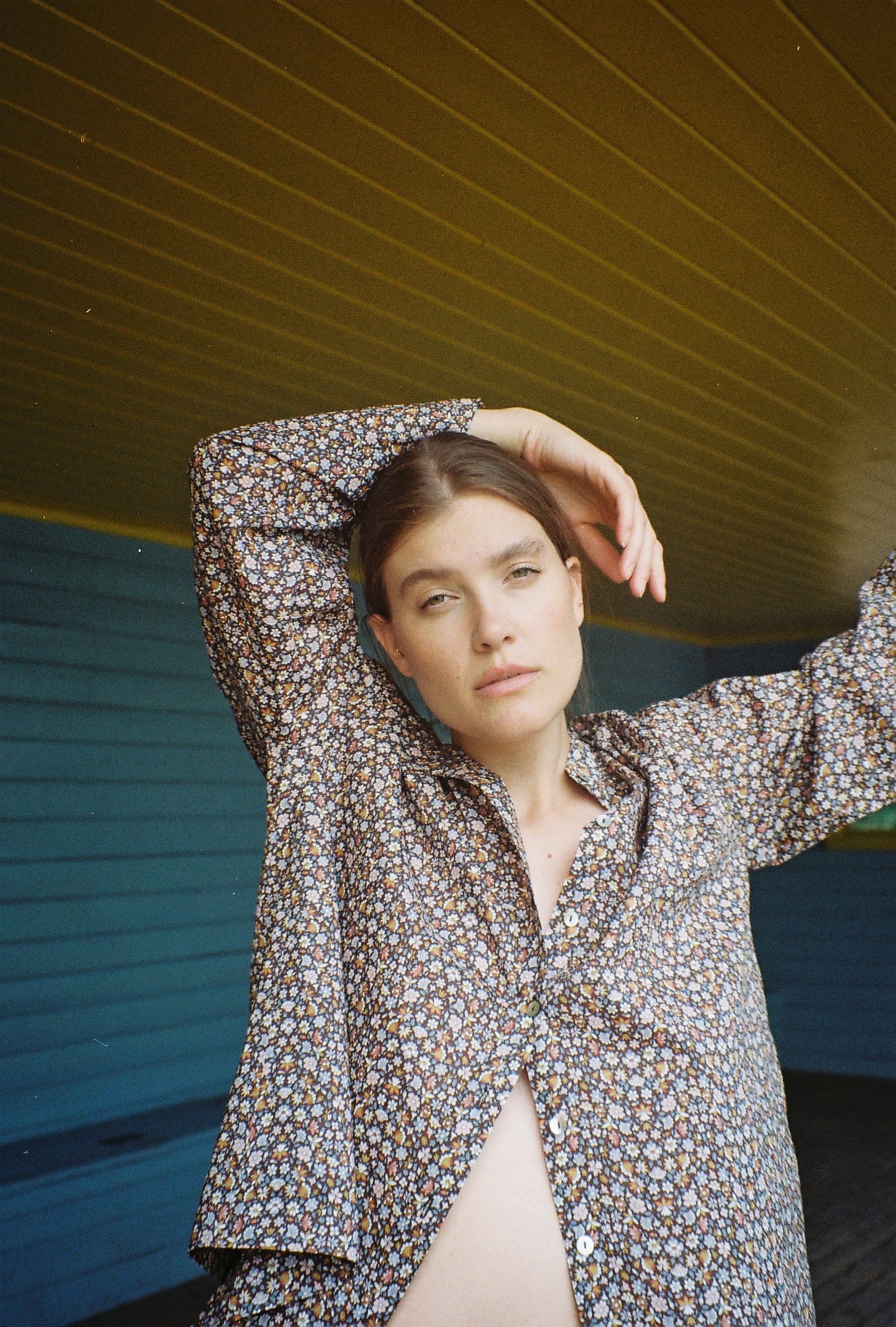 Bluse Vid Liberty Brun Småblomster