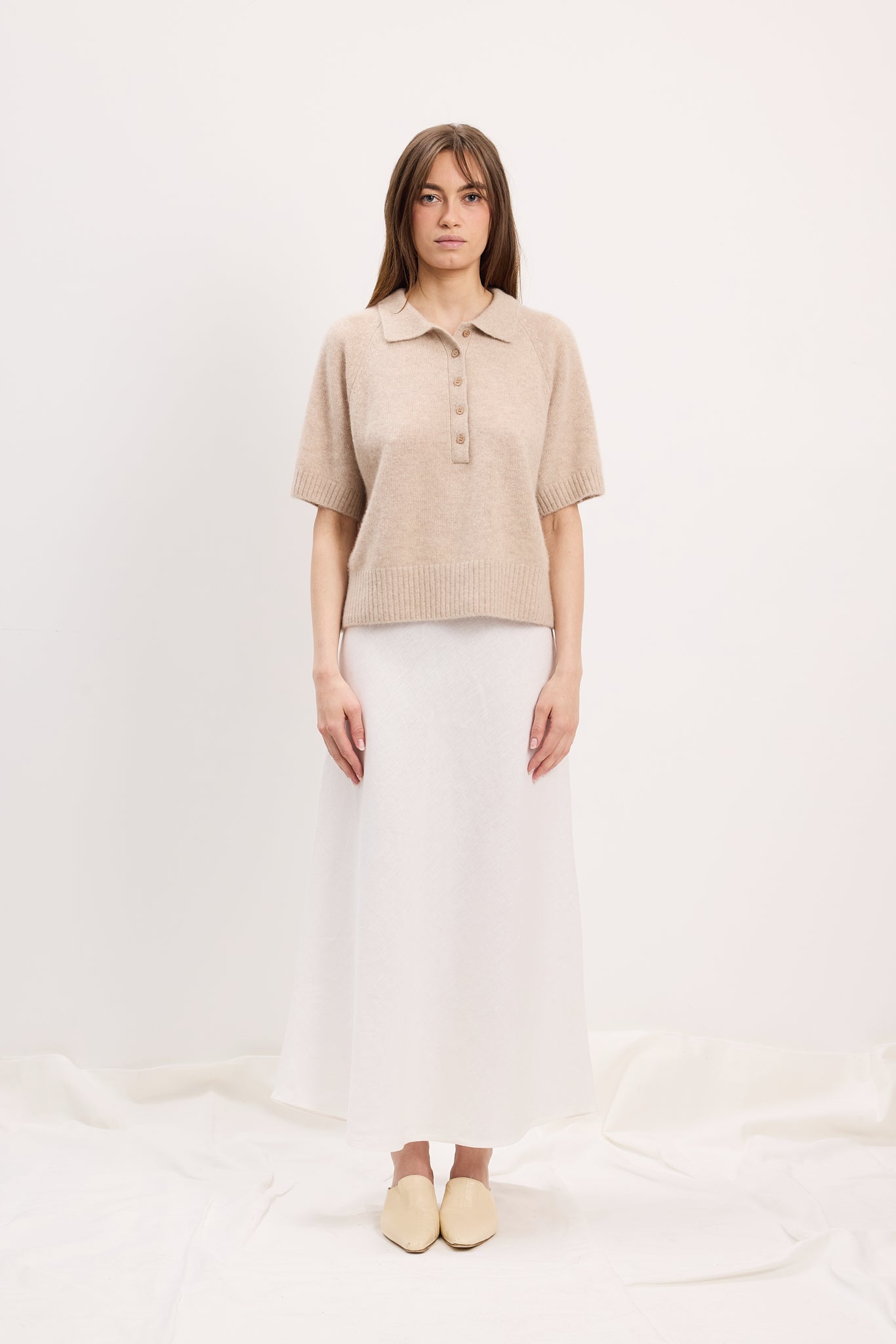 Skirt Bias Linen White Re-