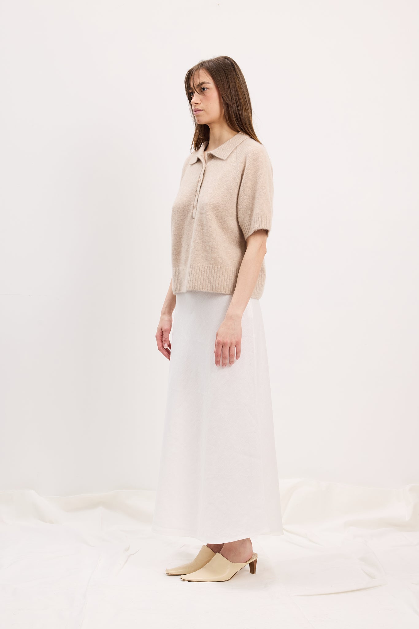 Skirt Bias Linen White Re-