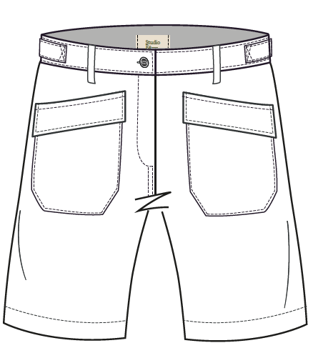 Shorts Worker Cotton Blue Re-