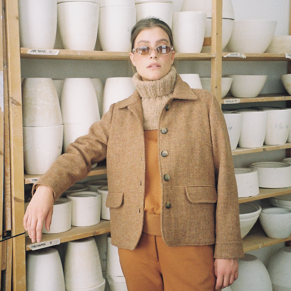 Jakke Worker Harris Tweed Kamel