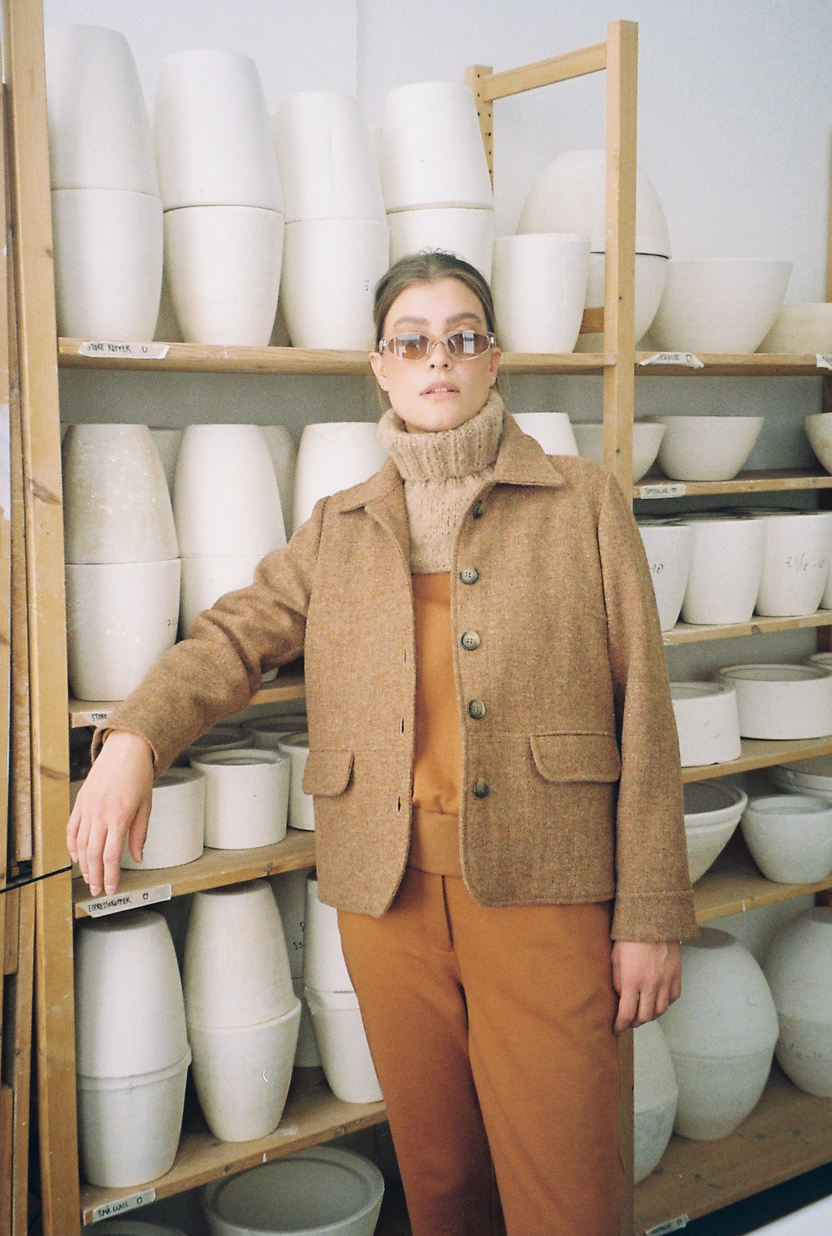 Jakke Worker Harris Tweed Kamel