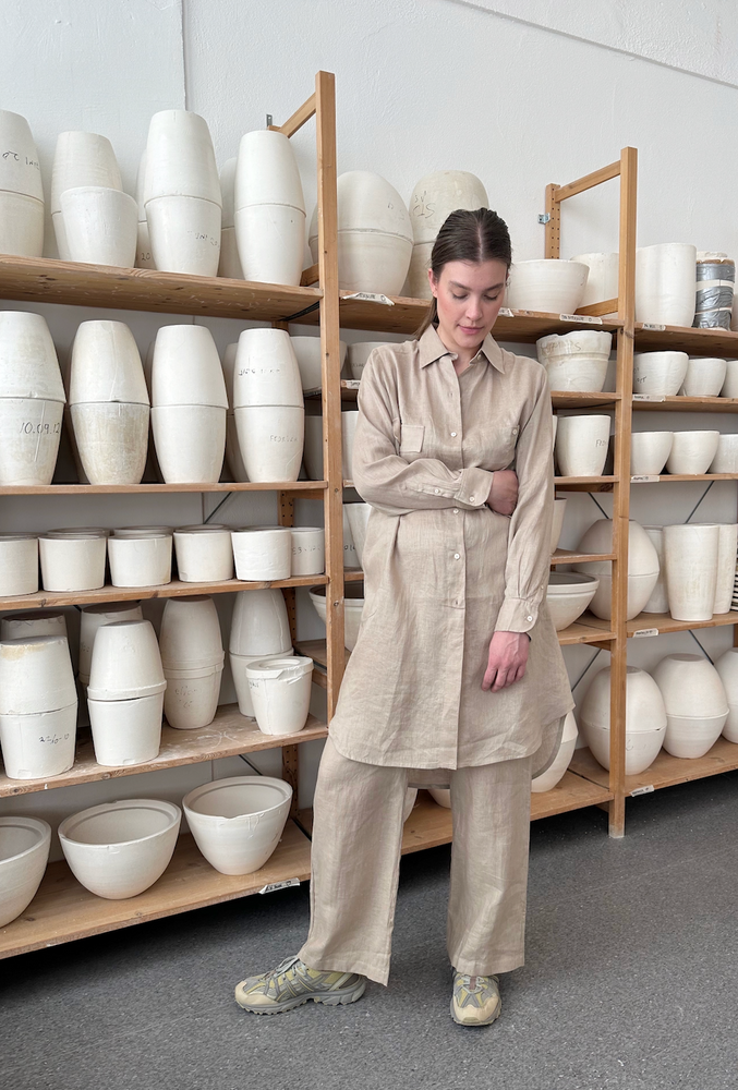 
                      
                        Shirt Long Linen Beige Re-
                      
                    