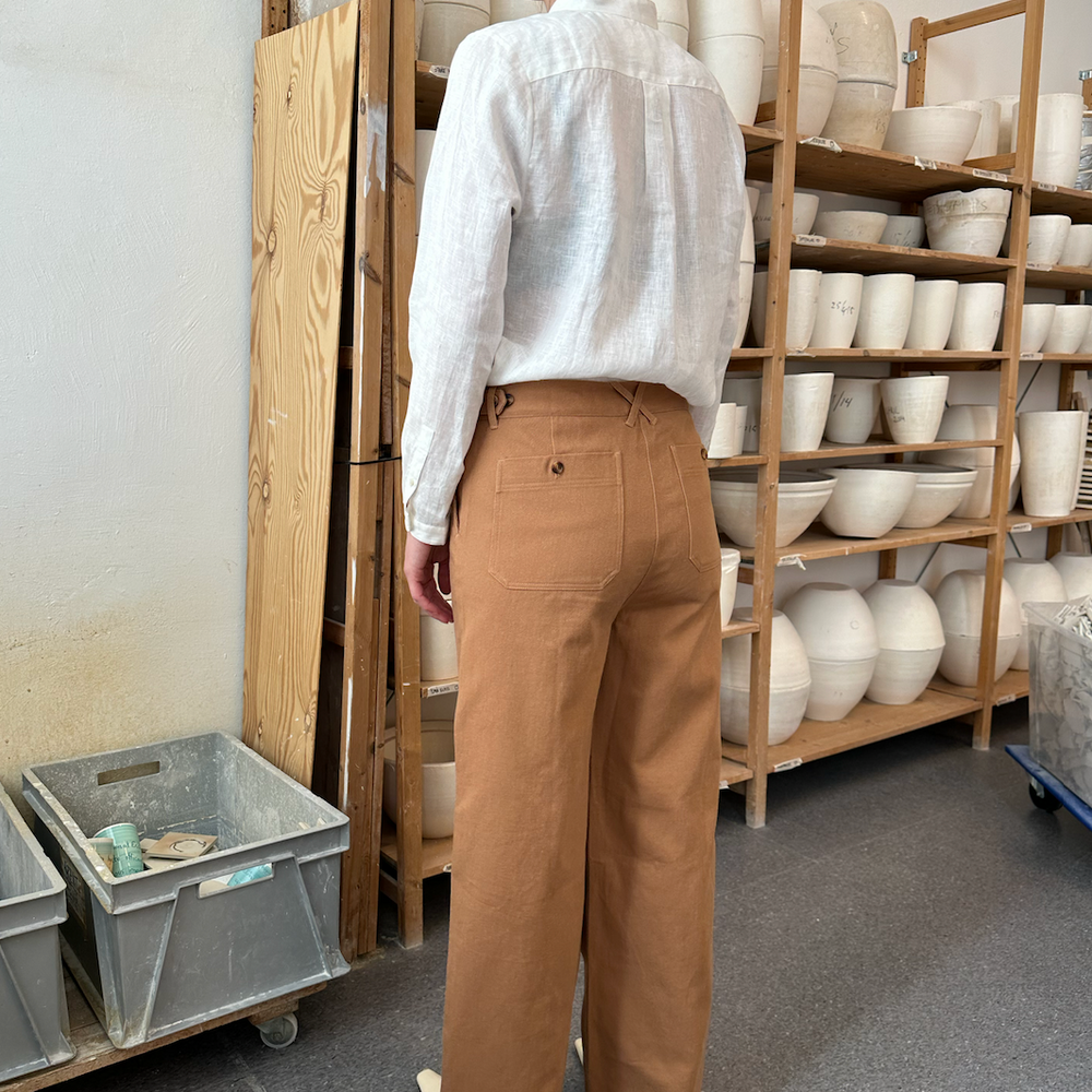 Pant Wide Twill Camel Re-