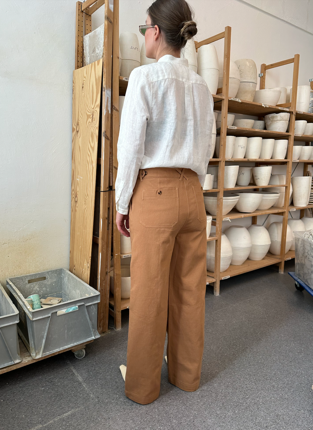 Pant Wide Twill Camel Re-