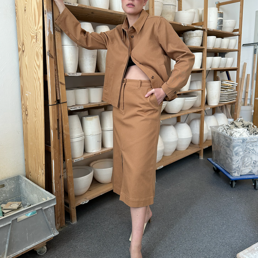 Skirt Twill Camel Re-