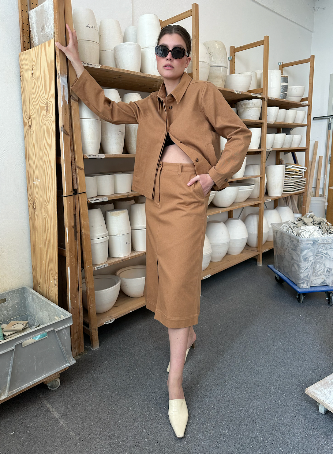 Skirt Twill Camel Re-