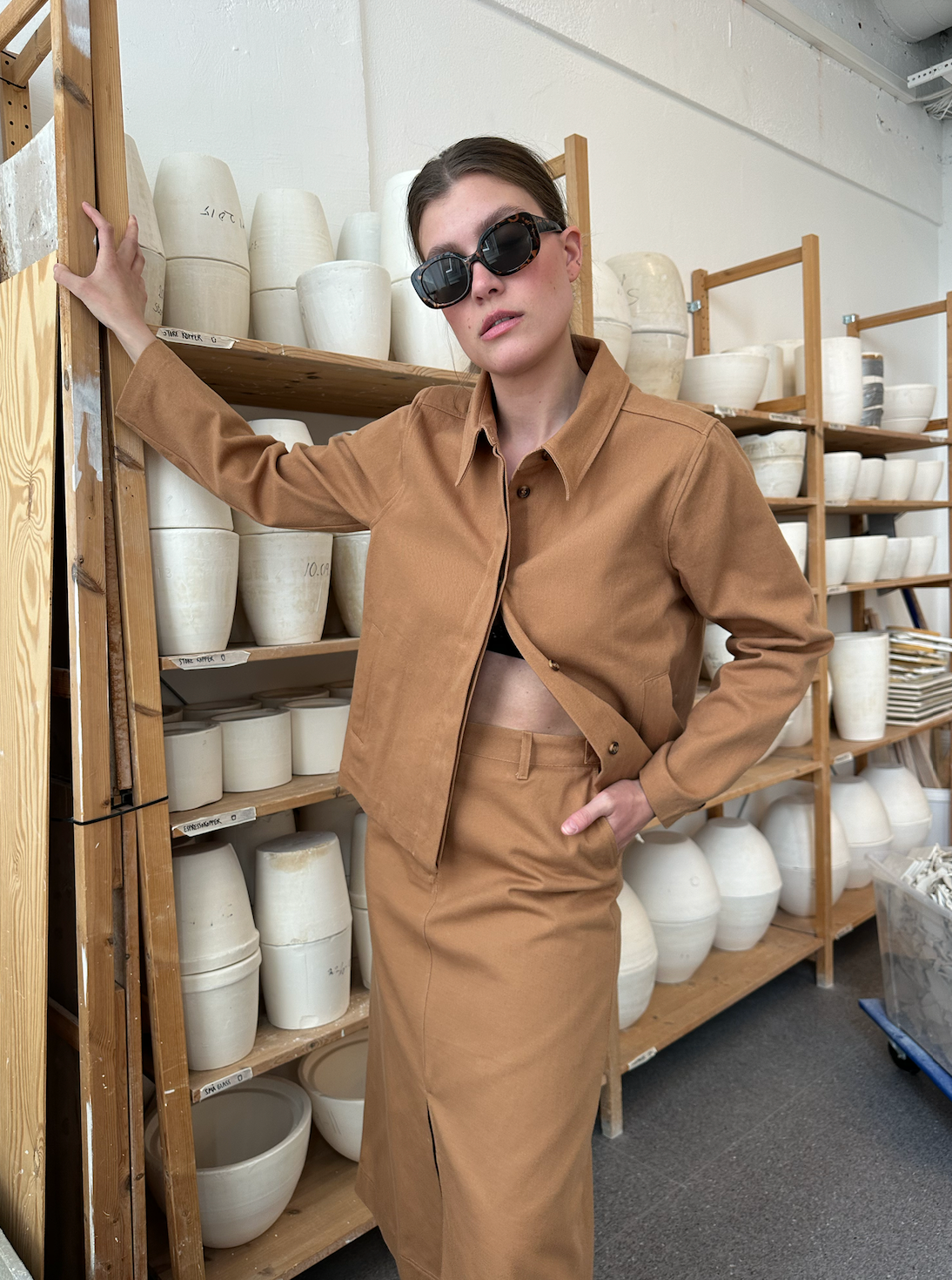 Skirt Twill Camel Re-