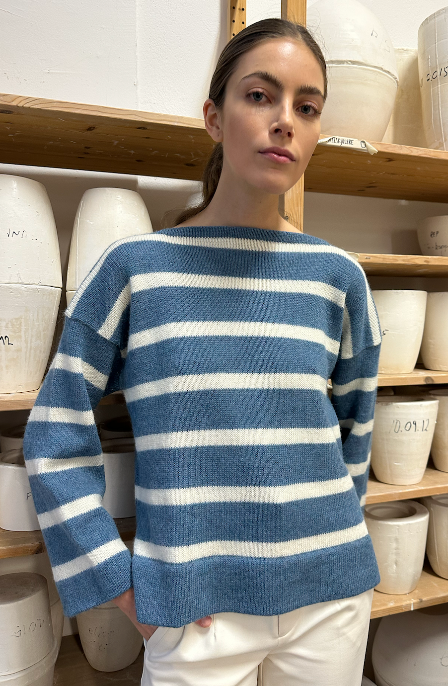 Genser Stripe Alpakka Dus Blå