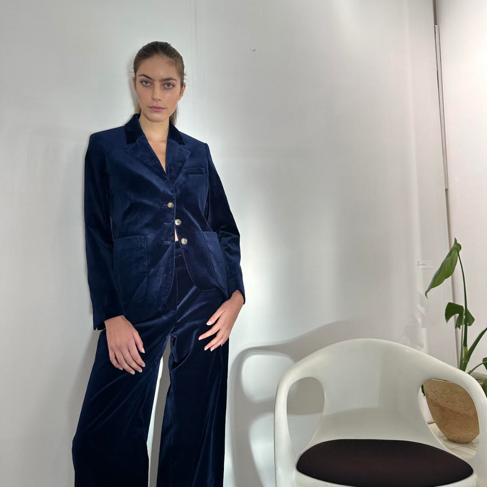 Pant Wide 2 Velvet Blue Re-