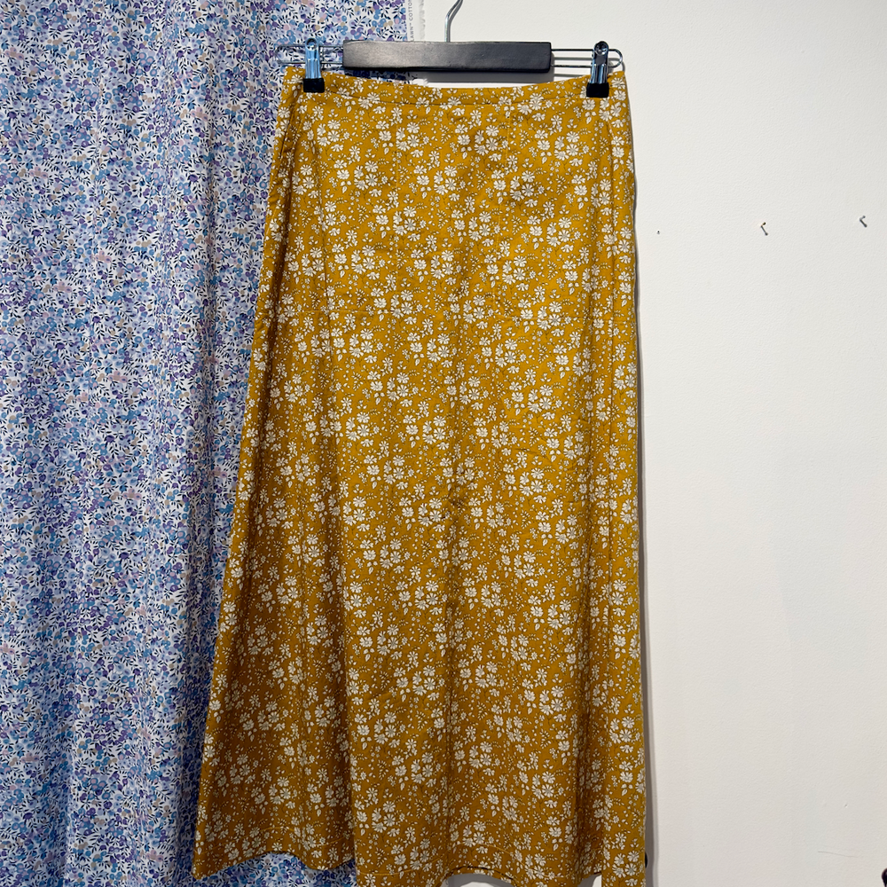 Skjørt Langt Liberty Sennep m/Blomster
