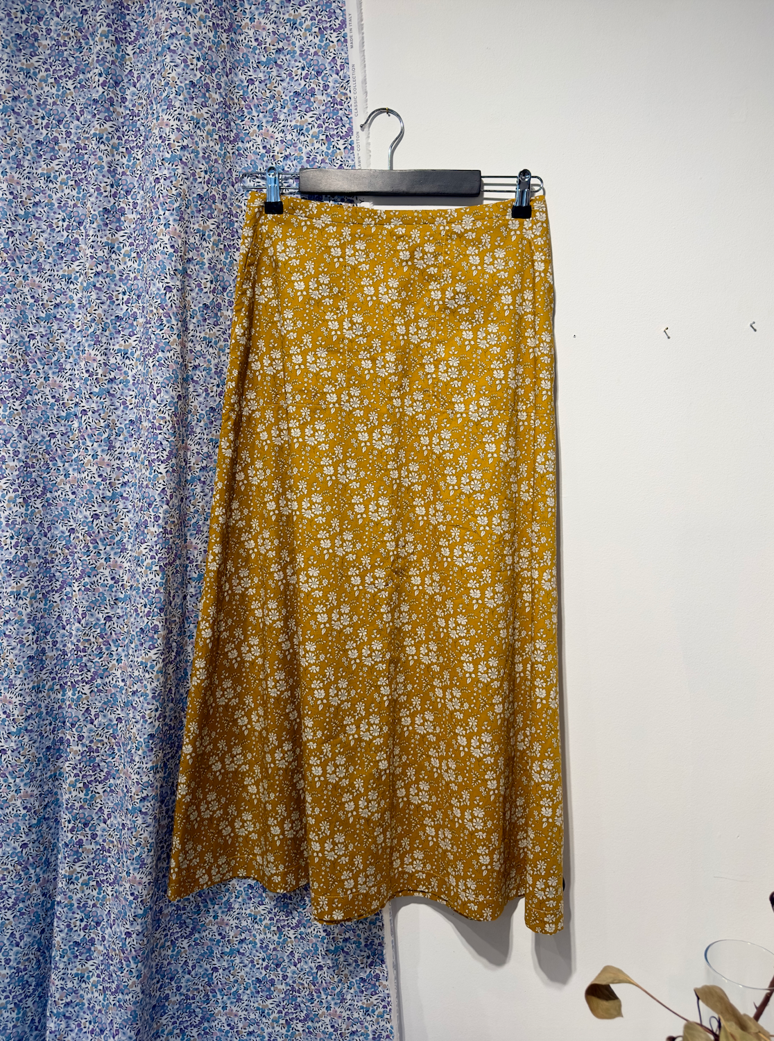 Skjørt Langt Liberty Sennep m/Blomster