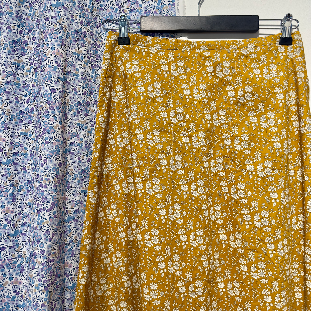 Skjørt Langt Liberty Sennep m/Blomster