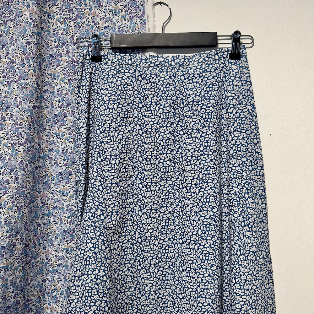 Skjørt Langt Liberty Blå/Hvit Småblomster